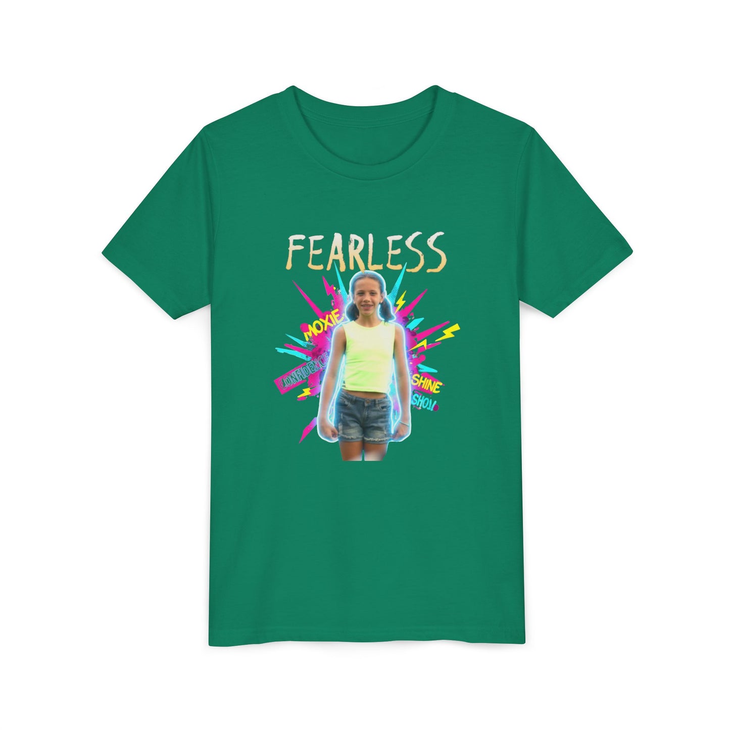 Fearless Youth Short Sleeve Tee, Kids Confidence Shirt, Empowerment Tee, Colorful Graphic T-Shirt, Inspirational Gift for Girls