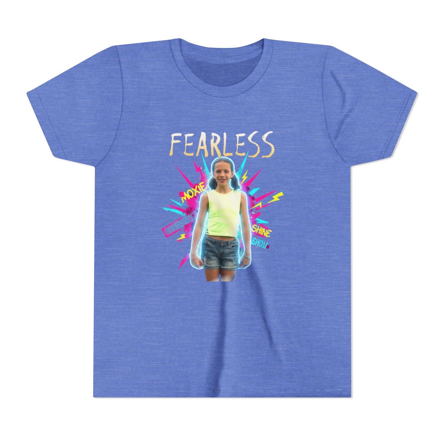 Fearless Youth Short Sleeve Tee, Kids Confidence Shirt, Empowerment Tee, Colorful Graphic T-Shirt, Inspirational Gift for Girls