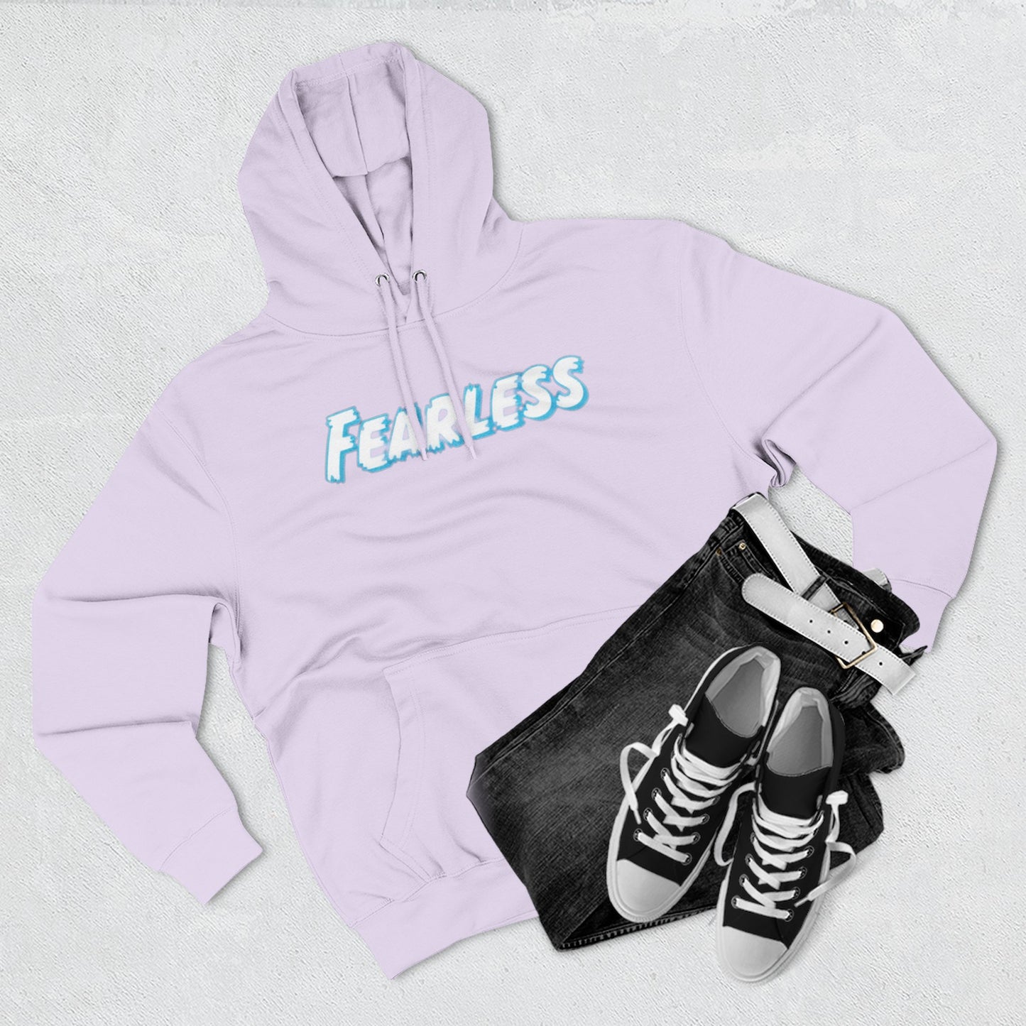 Fearless Three-Panel Fleece Hoodie, Cozy Sweatshirt, Stylish Pullover, Unisex Outerwear, Perfect Gift for Teens, Casual Fashion