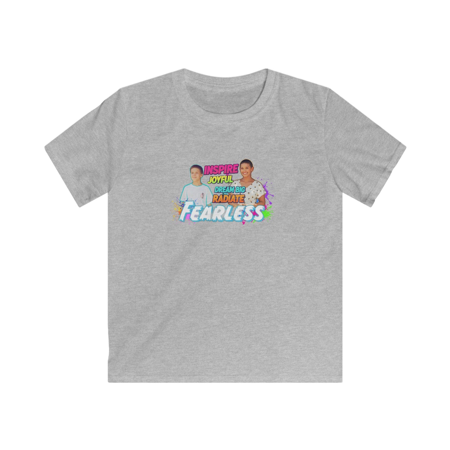 Kids Inspirational Tee, Fun Summer Shirt, Fearless & Joyful Kids T-Shirt, Gift for Youth, Birthday Party Outfit