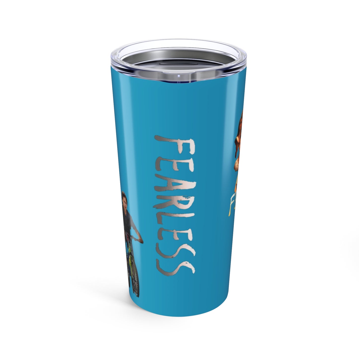 Fearless 20oz Tumbler, Inspiring Travel Mug for Adventurers, Motivational Drinkware, Perfect Gift for Women, Sports Enthusiasts