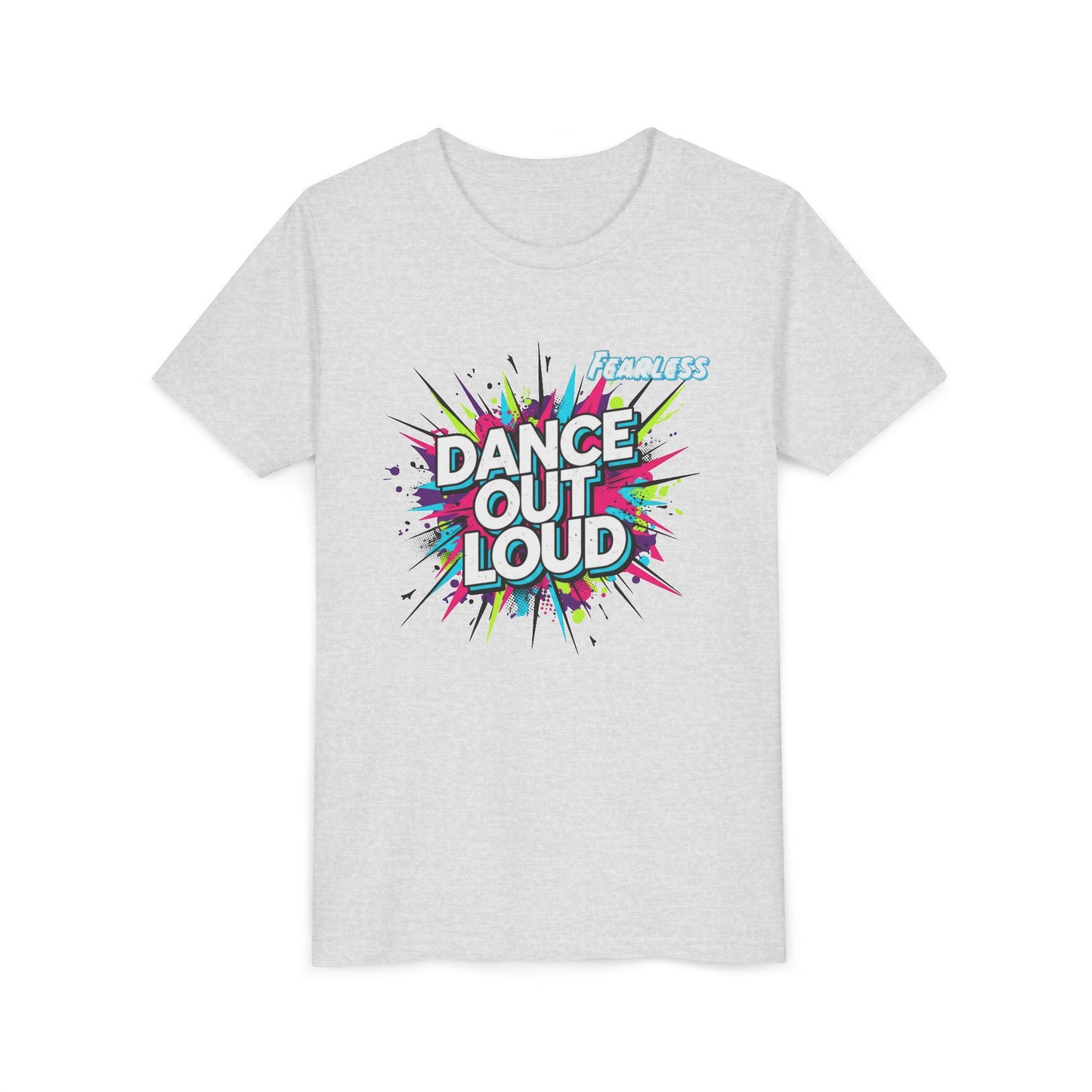 Colorful Dance Out Loud Youth Tee - Fun Short Sleeve T-Shirt, Dancewear, Kids Apparel, Gift for Dancers, Birthday Present