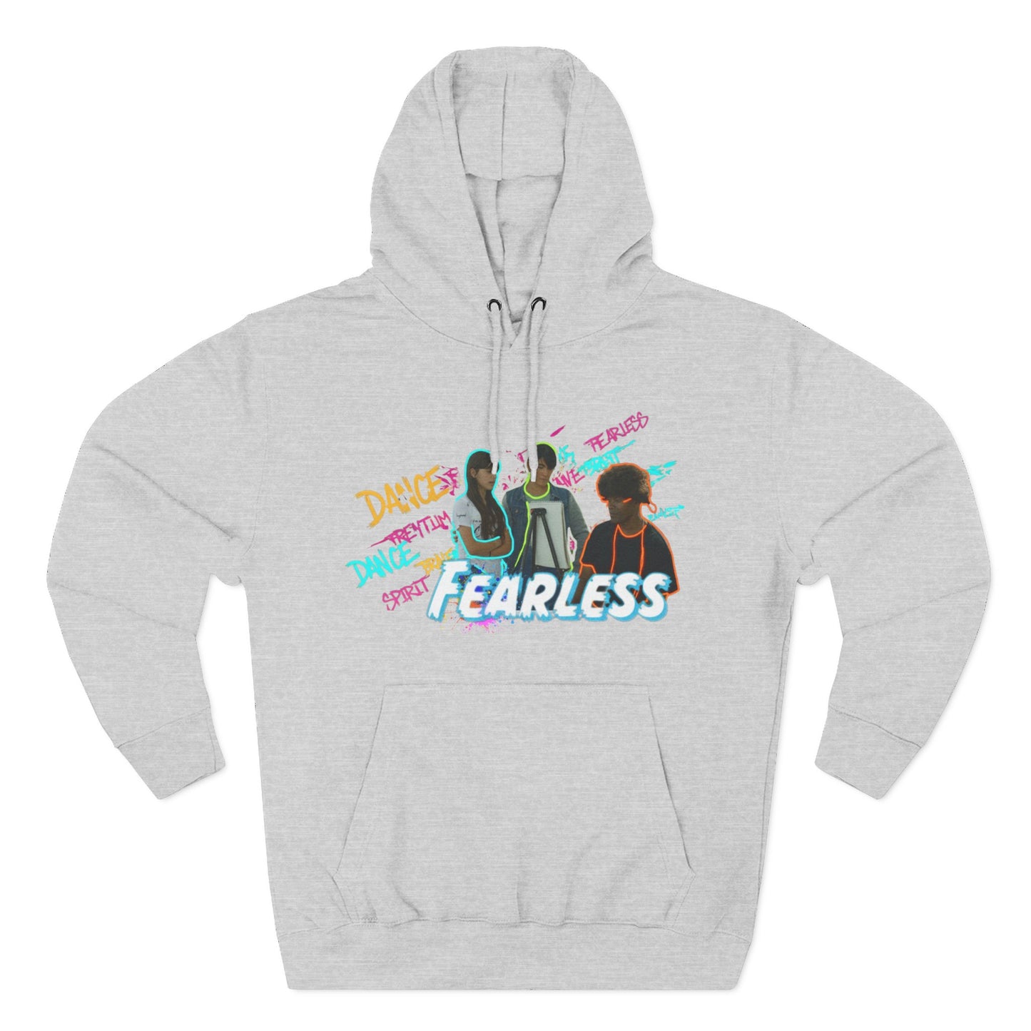 Fearless Three-Panel Fleece Hoodie, Dance Apparel, Motivational Gift, Streetwear, Comfort Wear, Unisex Fashion