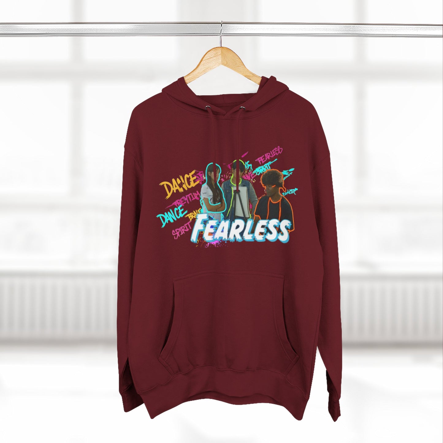 Fearless Three-Panel Fleece Hoodie, Dance Apparel, Motivational Gift, Streetwear, Comfort Wear, Unisex Fashion
