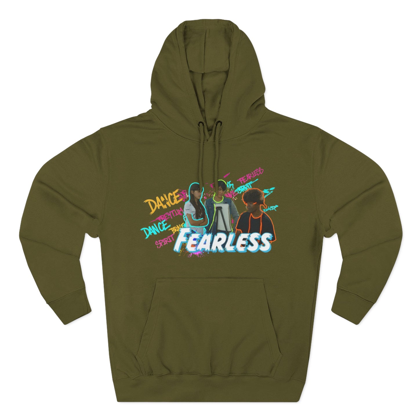 Fearless Three-Panel Fleece Hoodie, Dance Apparel, Motivational Gift, Streetwear, Comfort Wear, Unisex Fashion