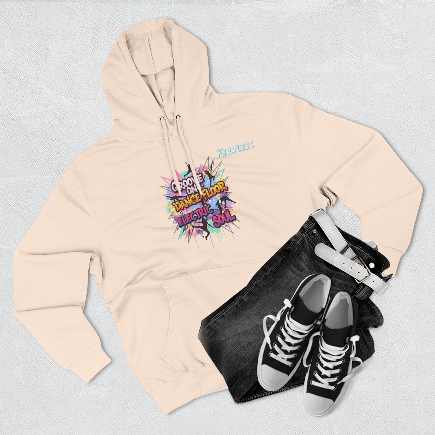 Groovy Dance Floor Fleece Hoodie, Unisex Casual Hoodie, Comfort Wear, Party Apparel, Gift for Dancers, Chill Nights Outfit