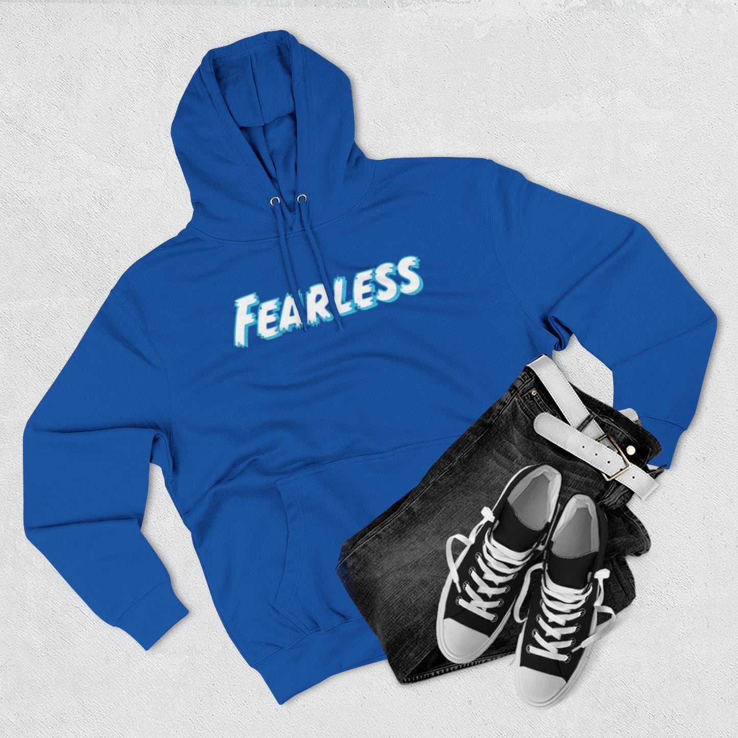 Fearless Three-Panel Fleece Hoodie, Cozy Sweatshirt, Stylish Pullover, Unisex Outerwear, Perfect Gift for Teens, Casual Fashion