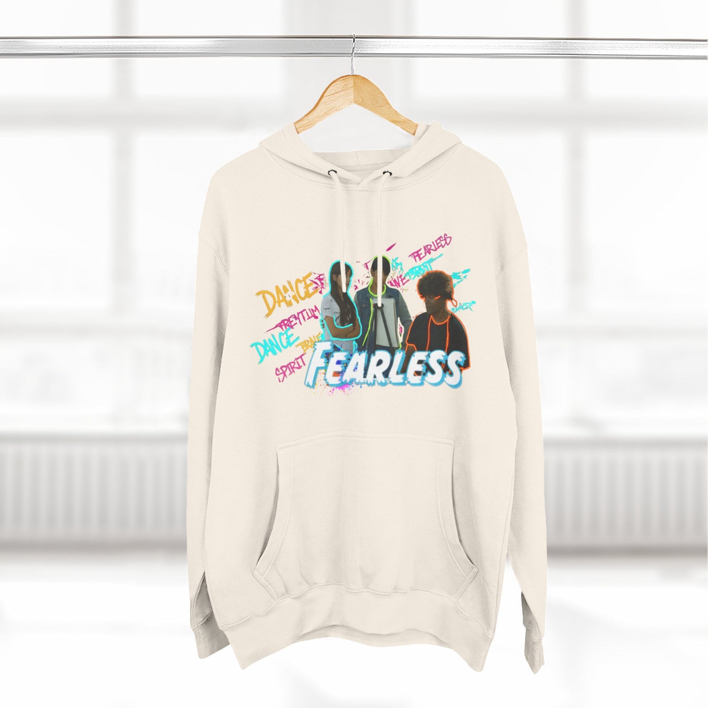 Fearless Three-Panel Fleece Hoodie, Dance Apparel, Motivational Gift, Streetwear, Comfort Wear, Unisex Fashion