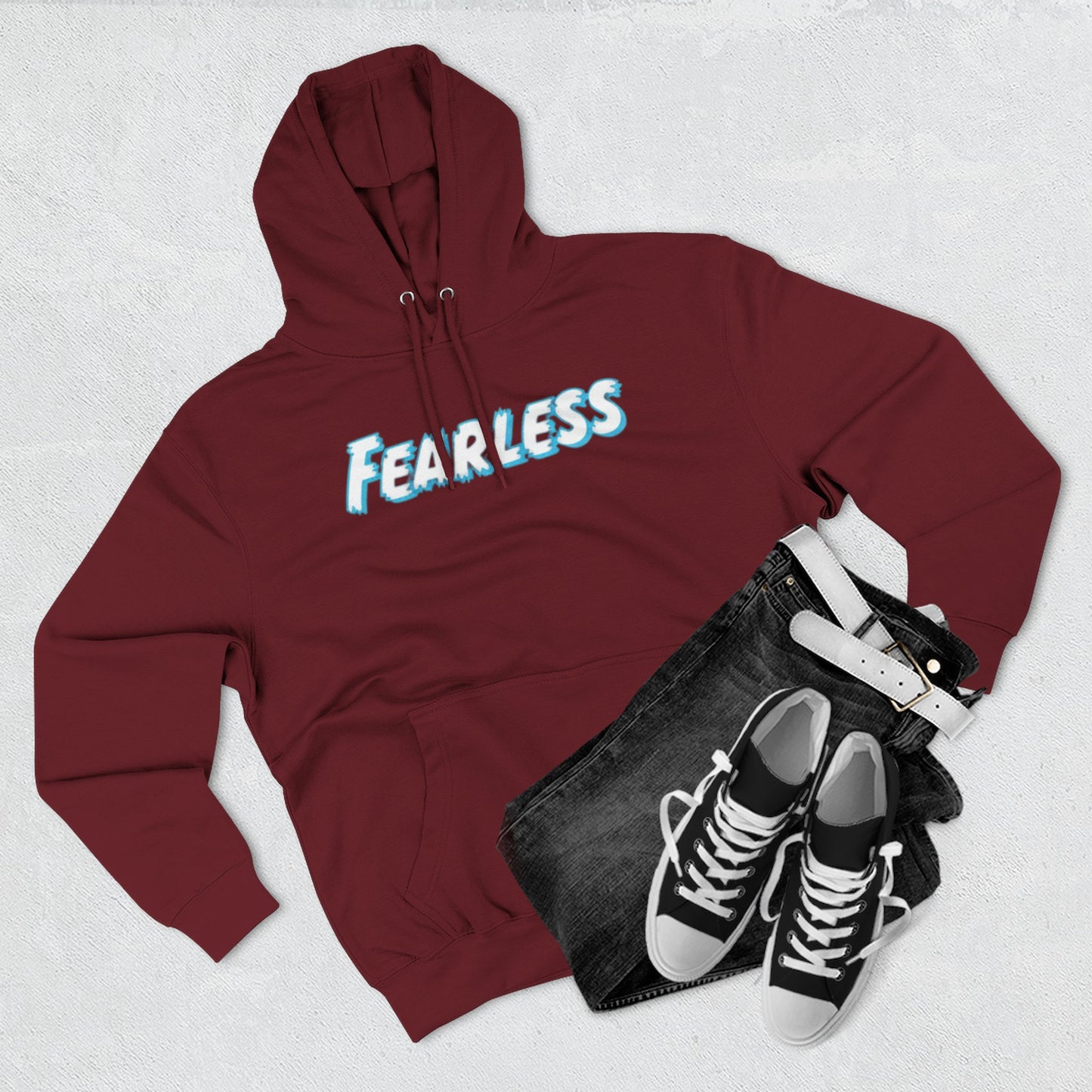 Fearless Three-Panel Fleece Hoodie, Cozy Sweatshirt, Stylish Pullover, Unisex Outerwear, Perfect Gift for Teens, Casual Fashion