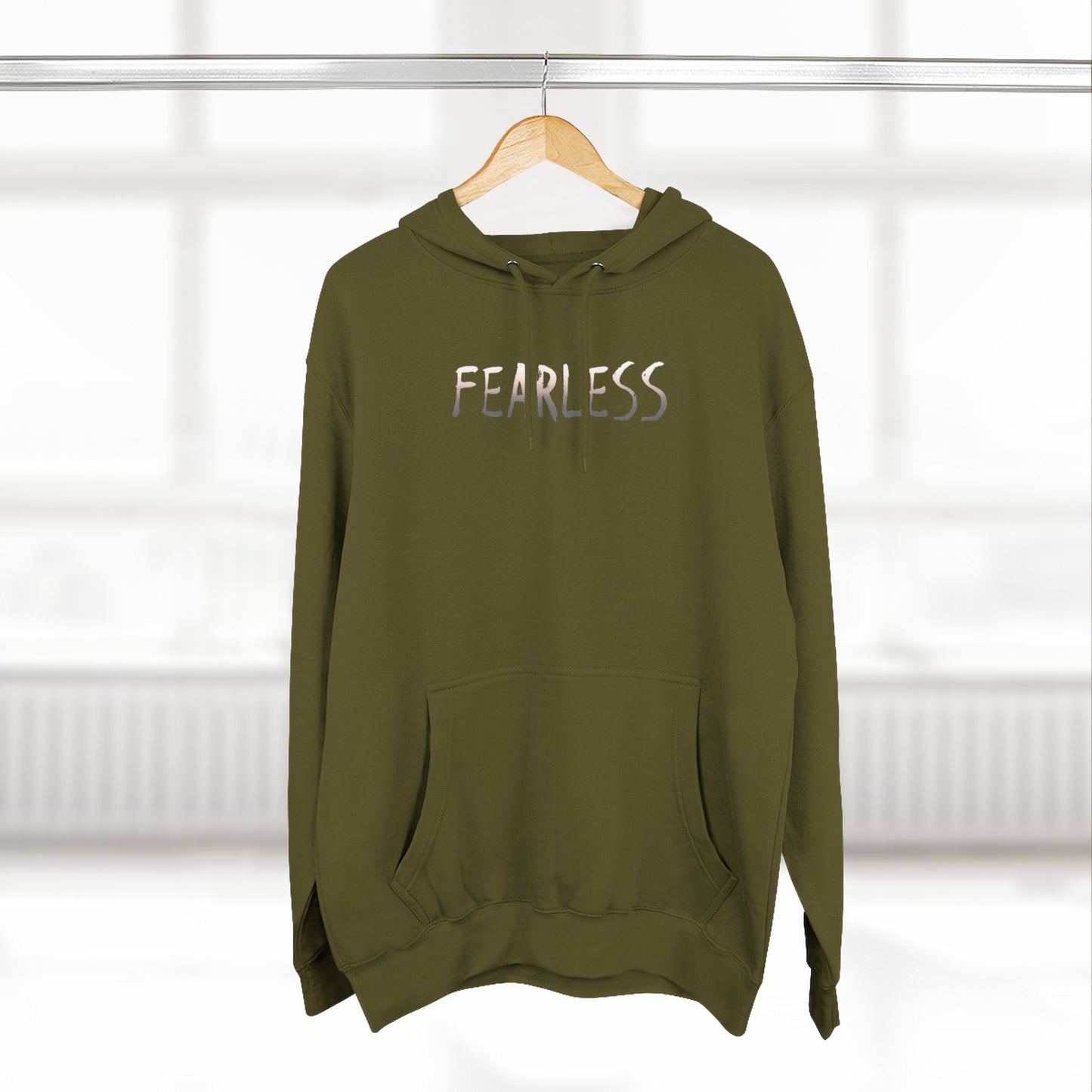 Fearless Three-Panel Fleece Hoodie, Cozy Sweatshirt, Outdoor Hoodie, Unique Gift for Kids, Perfect for Autumn, Inspirational Wear