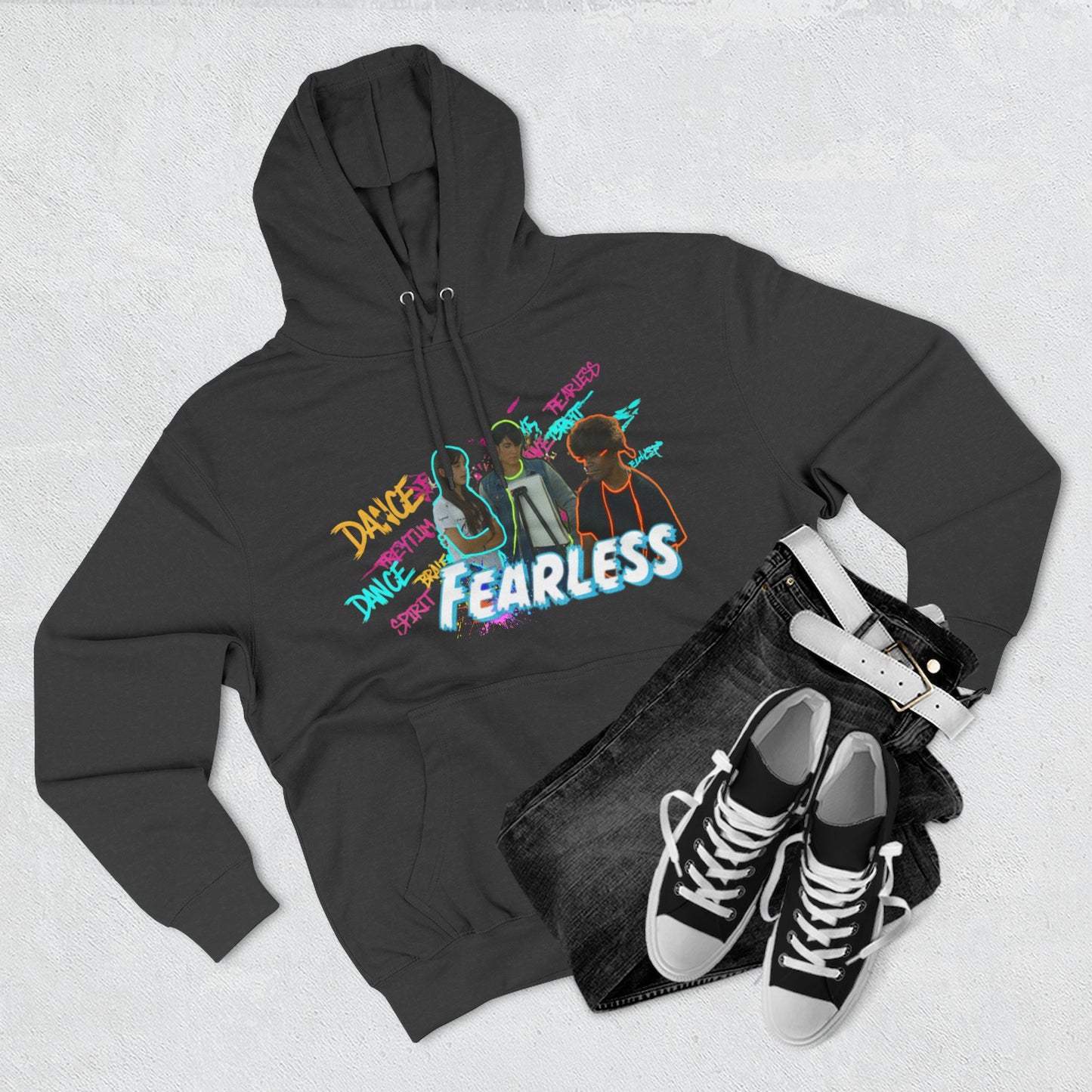 Fearless Three-Panel Fleece Hoodie, Dance Apparel, Motivational Gift, Streetwear, Comfort Wear, Unisex Fashion