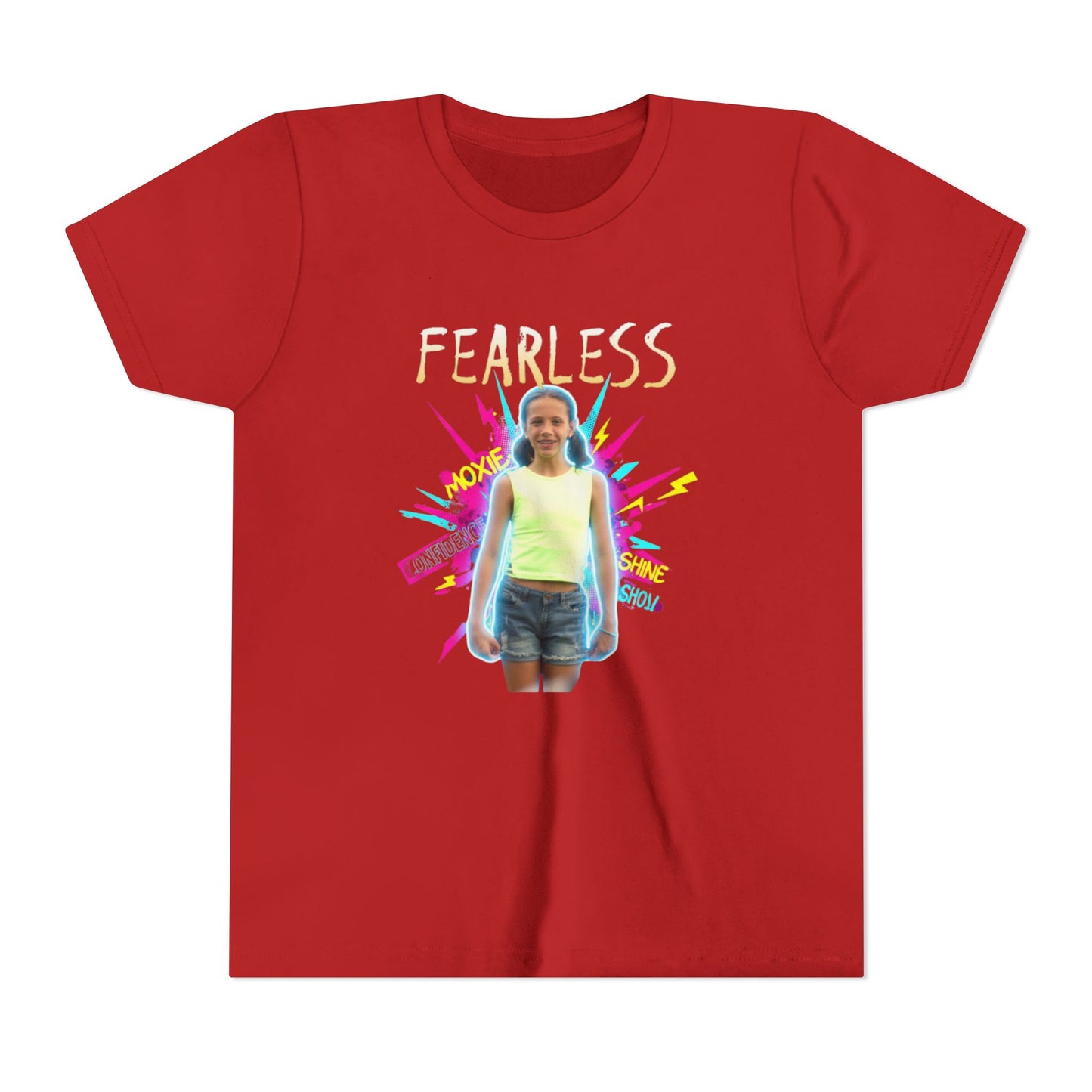 Fearless Youth Short Sleeve Tee, Kids Confidence Shirt, Empowerment Tee, Colorful Graphic T-Shirt, Inspirational Gift for Girls