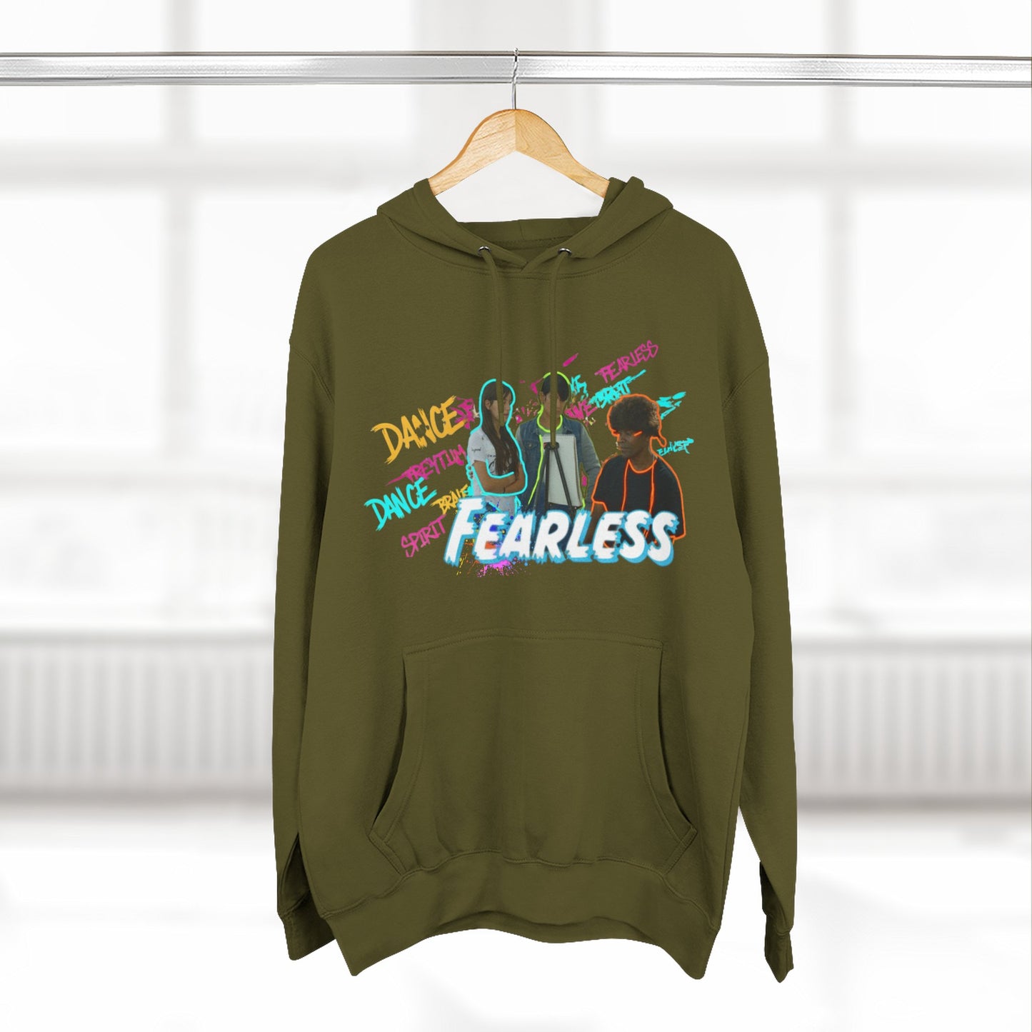 Fearless Three-Panel Fleece Hoodie, Dance Apparel, Motivational Gift, Streetwear, Comfort Wear, Unisex Fashion