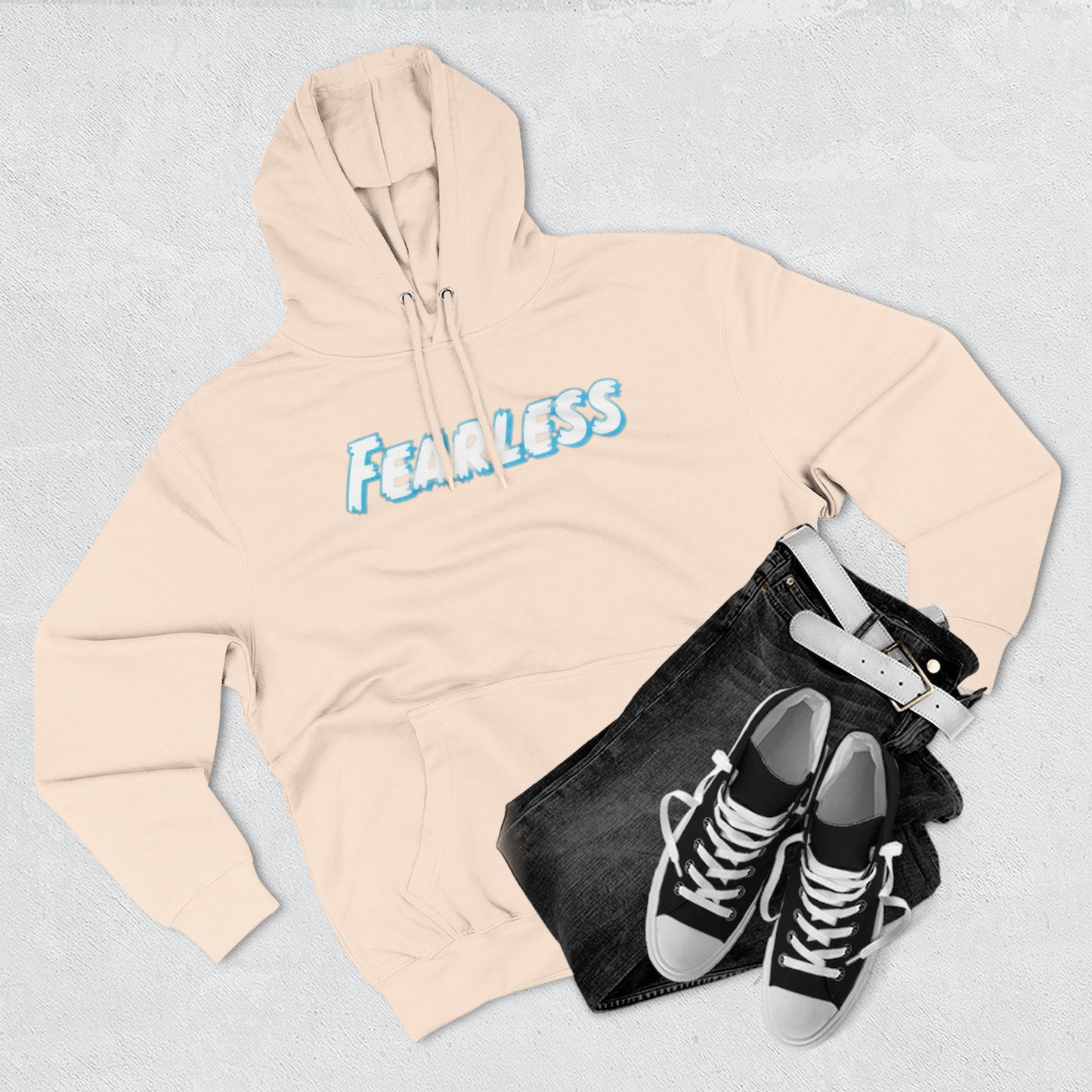 Fearless Three-Panel Fleece Hoodie, Cozy Sweatshirt, Stylish Pullover, Unisex Outerwear, Perfect Gift for Teens, Casual Fashion