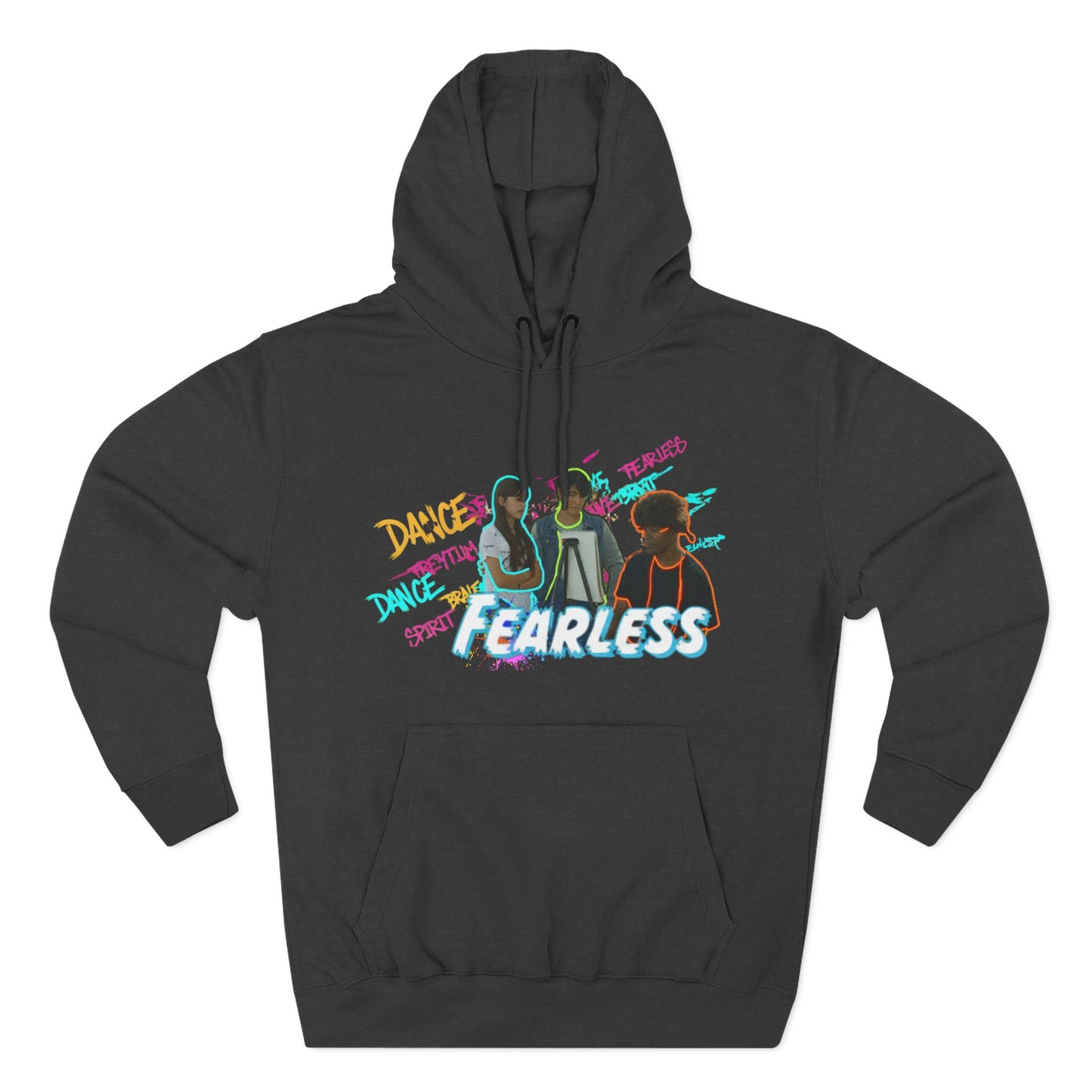 Fearless Three-Panel Fleece Hoodie, Dance Apparel, Motivational Gift, Streetwear, Comfort Wear, Unisex Fashion