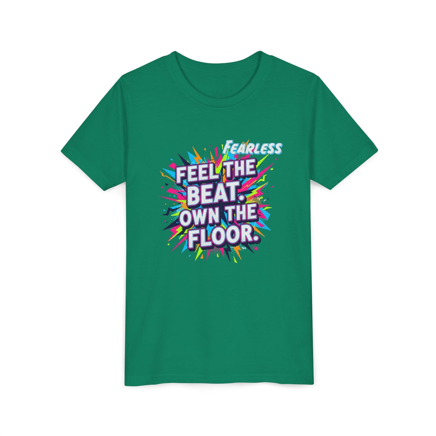 Youth Fitness Tee: Feel the Beat, Own the Floor, Dance Shirt, Activewear, Workout Shirt, Gift for Dancers, Inspiring Apparel