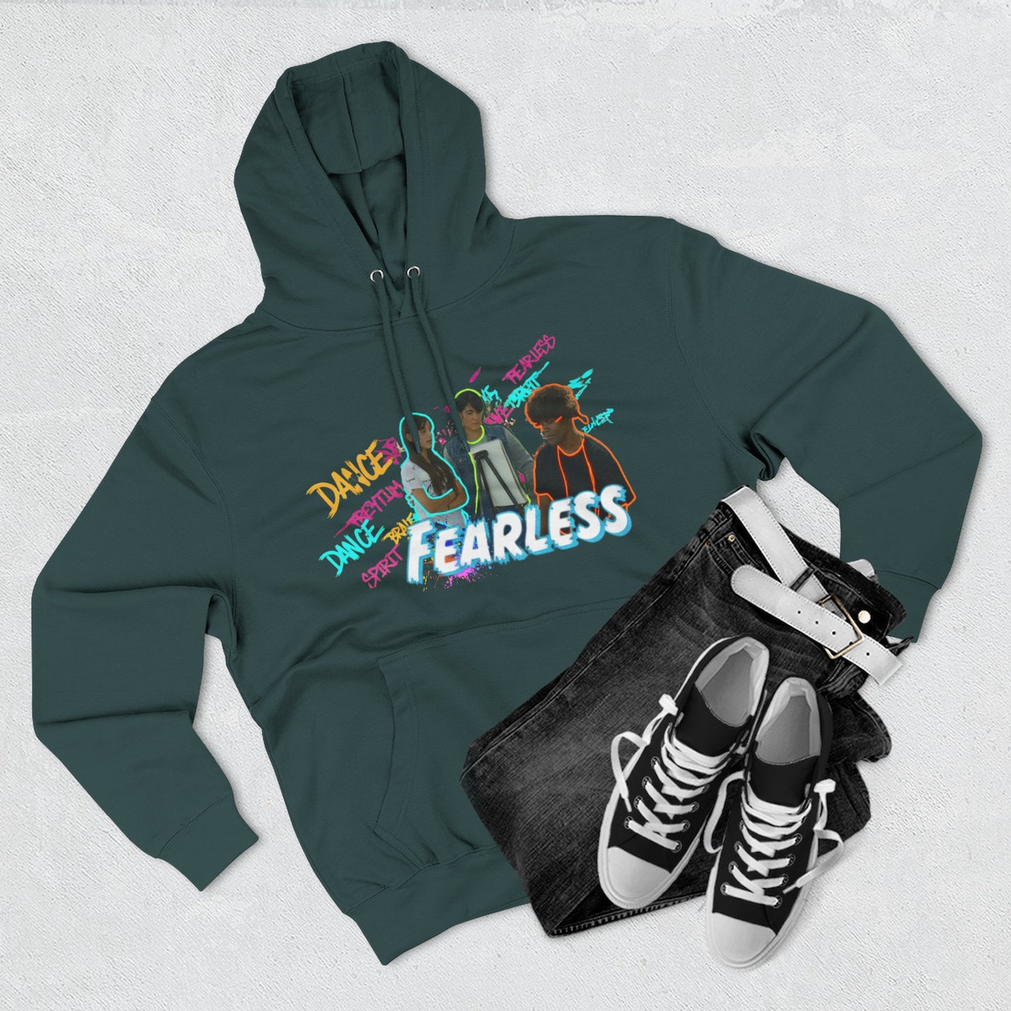 Fearless Three-Panel Fleece Hoodie, Dance Apparel, Motivational Gift, Streetwear, Comfort Wear, Unisex Fashion