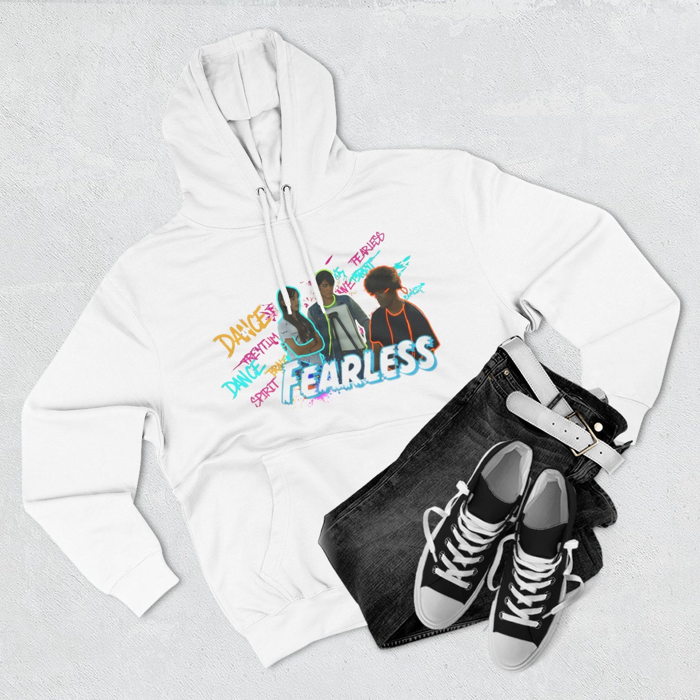 Fearless Three-Panel Fleece Hoodie, Dance Apparel, Motivational Gift, Streetwear, Comfort Wear, Unisex Fashion
