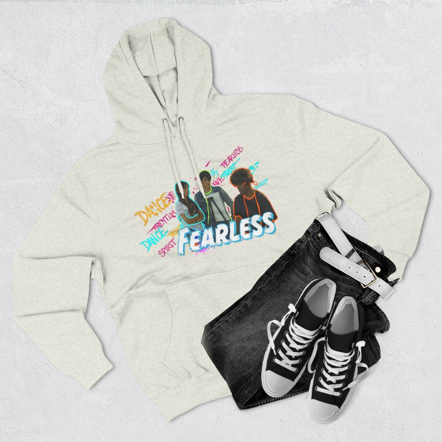 Fearless Three-Panel Fleece Hoodie, Dance Apparel, Motivational Gift, Streetwear, Comfort Wear, Unisex Fashion