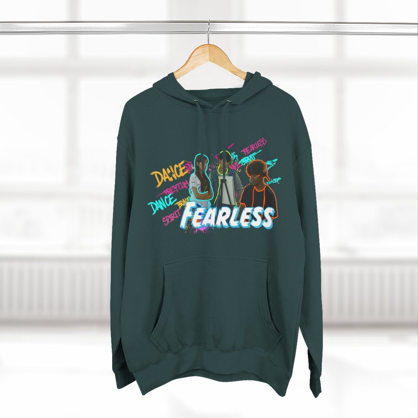 Fearless Three-Panel Fleece Hoodie, Dance Apparel, Motivational Gift, Streetwear, Comfort Wear, Unisex Fashion