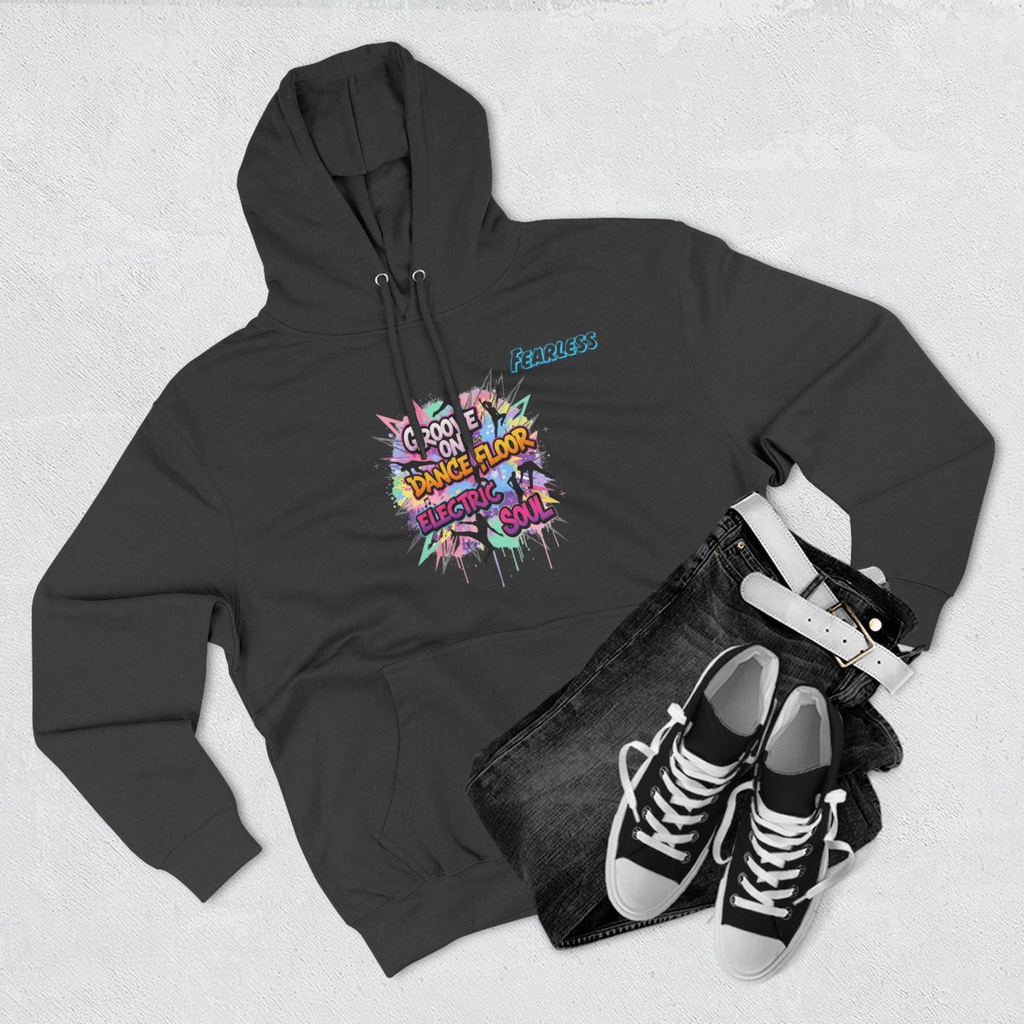 Groovy Dance Floor Fleece Hoodie, Unisex Casual Hoodie, Comfort Wear, Party Apparel, Gift for Dancers, Chill Nights Outfit