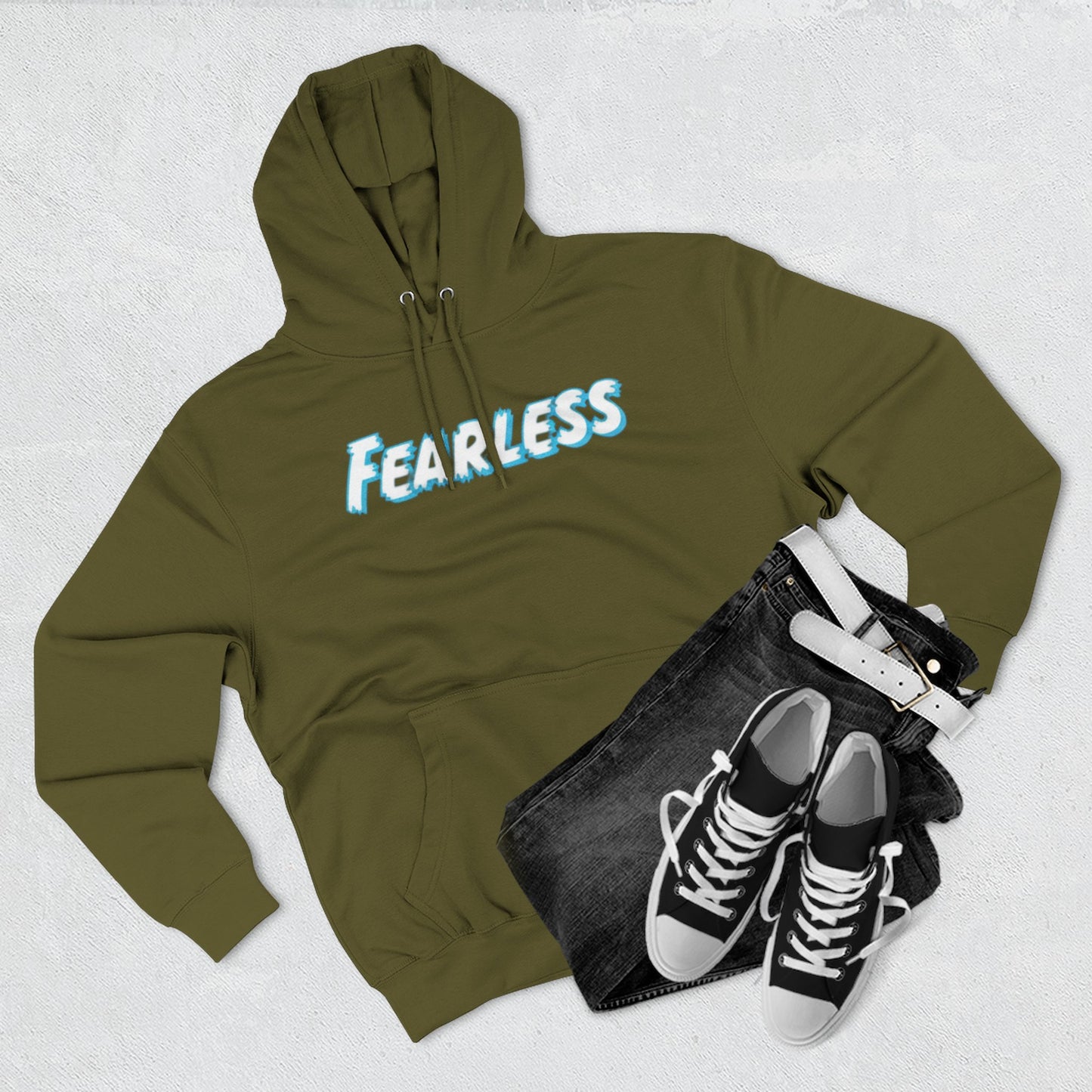 Fearless Three-Panel Fleece Hoodie, Cozy Sweatshirt, Stylish Pullover, Unisex Outerwear, Perfect Gift for Teens, Casual Fashion