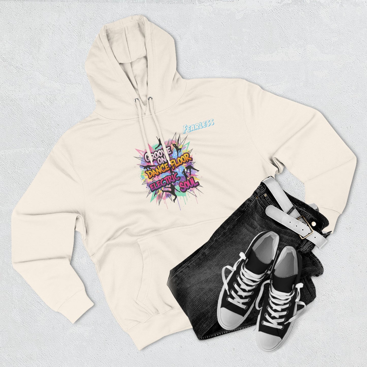 Groovy Dance Floor Fleece Hoodie, Unisex Casual Hoodie, Comfort Wear, Party Apparel, Gift for Dancers, Chill Nights Outfit