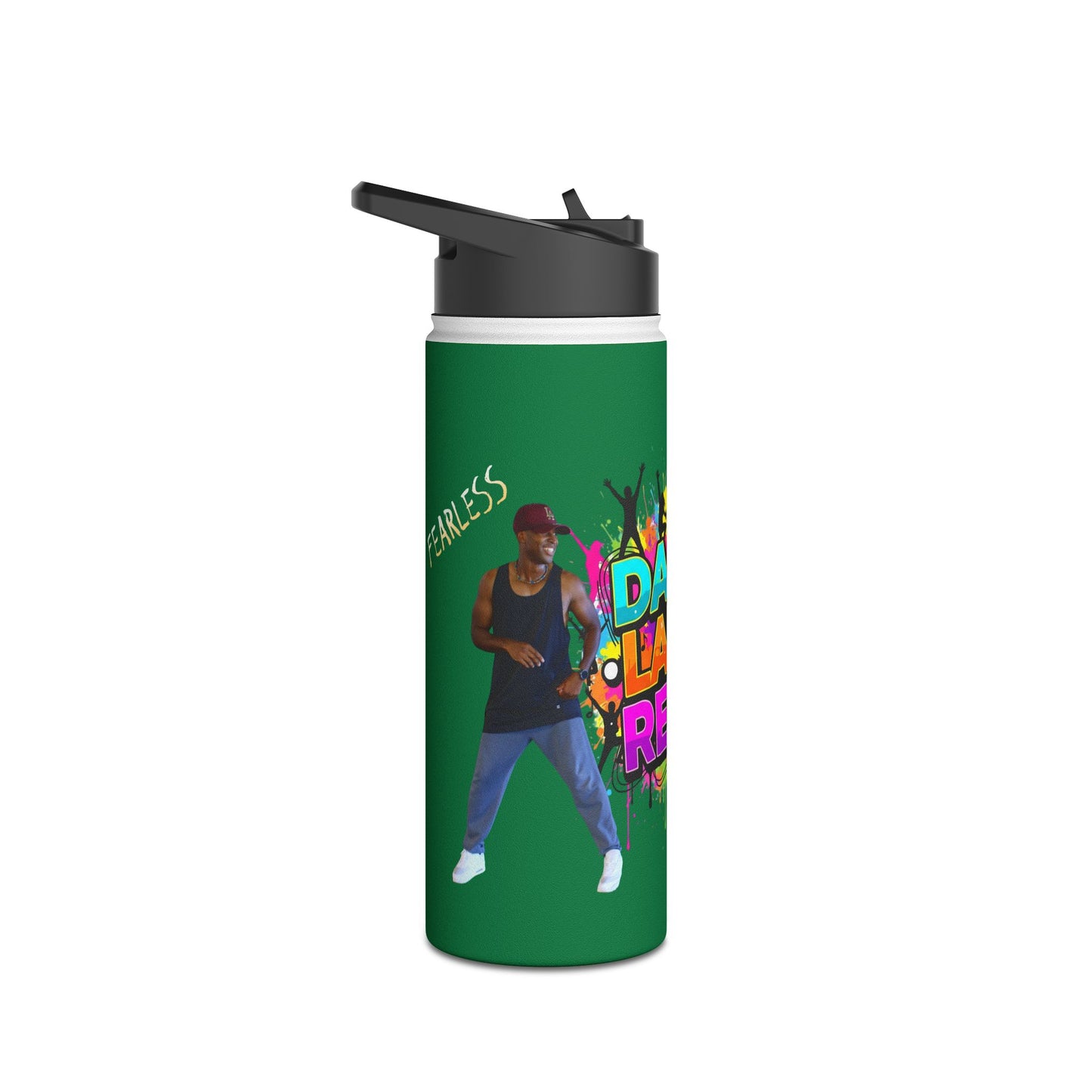Colorful Motivational Stainless Steel Water Bottle - Dance, Laugh, Repeat, Fearless, Eco-Friendly, Fitness, Gym, Unique Gift Featuring Ekandem