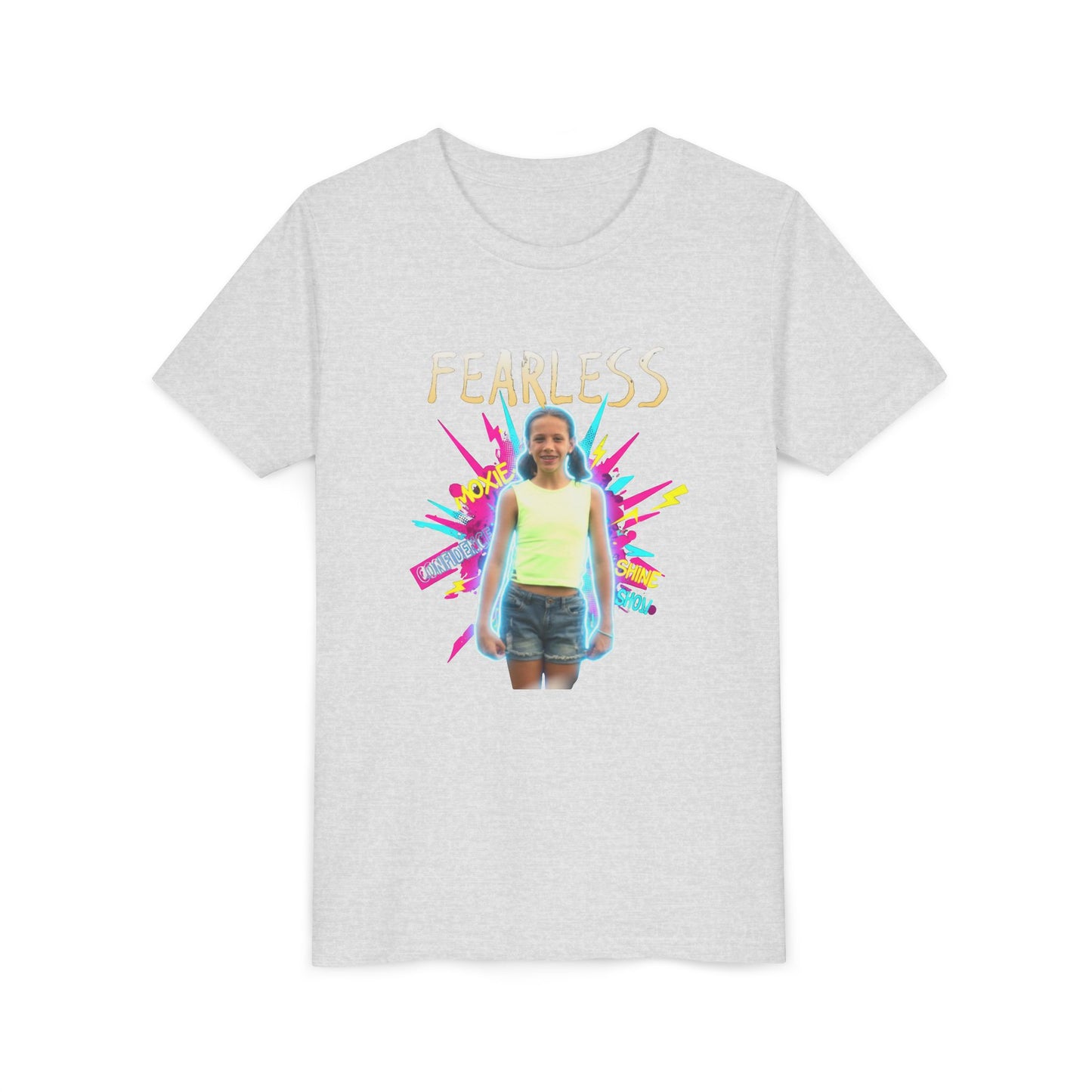 Fearless Youth Short Sleeve Tee, Kids Confidence Shirt, Empowerment Tee, Colorful Graphic T-Shirt, Inspirational Gift for Girls