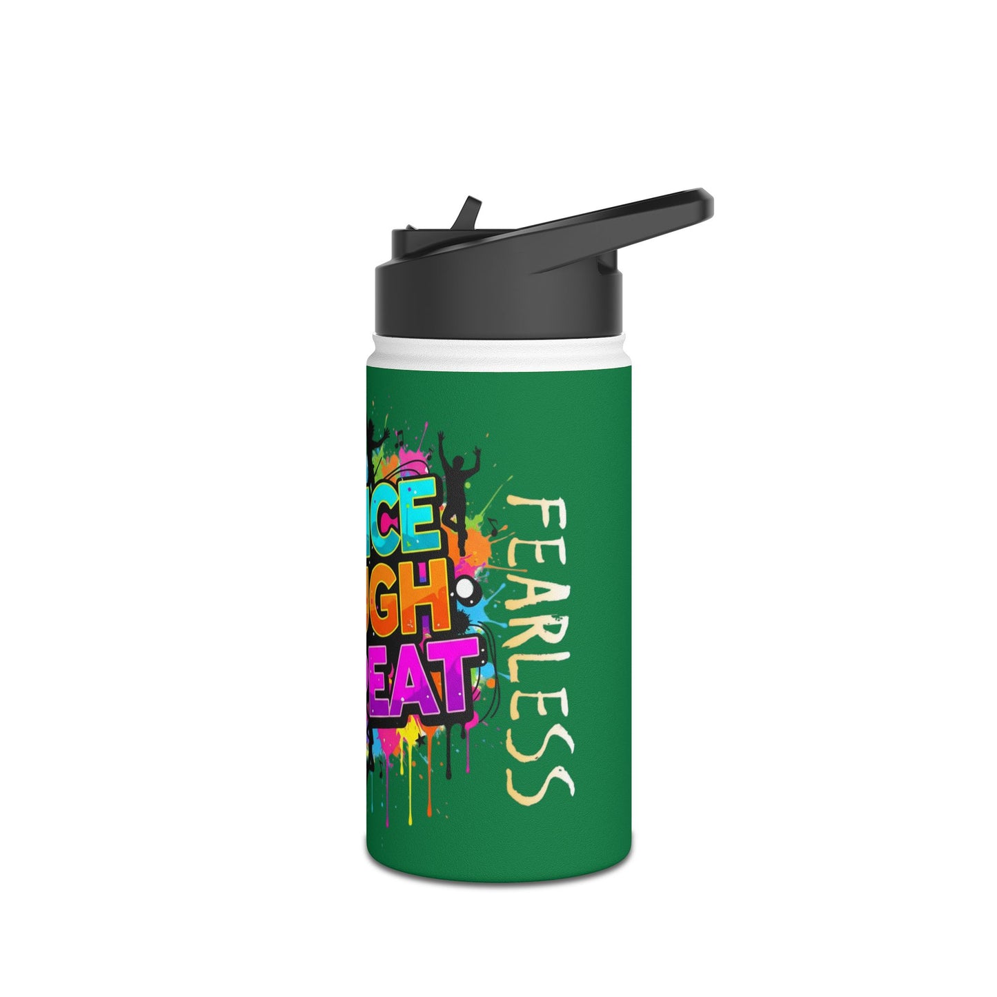 Colorful Motivational Stainless Steel Water Bottle - Dance, Laugh, Repeat, Fearless, Eco-Friendly, Fitness, Gym, Unique Gift Featuring Ekandem