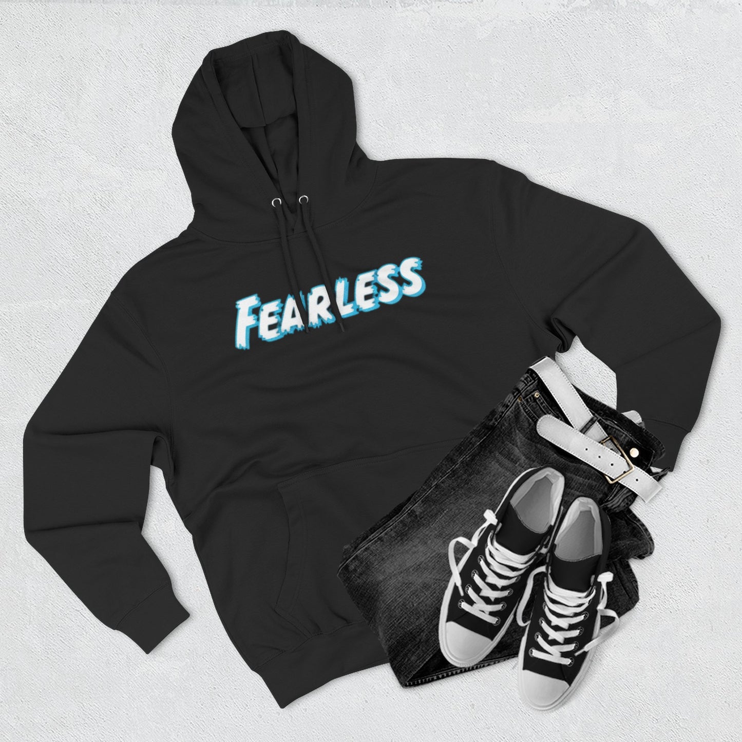 Fearless Three-Panel Fleece Hoodie, Cozy Sweatshirt, Stylish Pullover, Unisex Outerwear, Perfect Gift for Teens, Casual Fashion