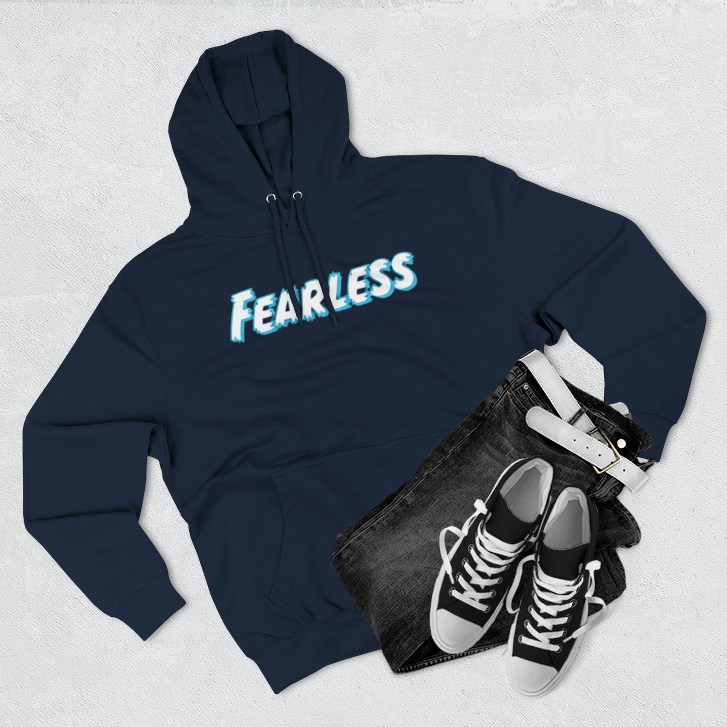 Fearless Three-Panel Fleece Hoodie, Cozy Sweatshirt, Stylish Pullover, Unisex Outerwear, Perfect Gift for Teens, Casual Fashion
