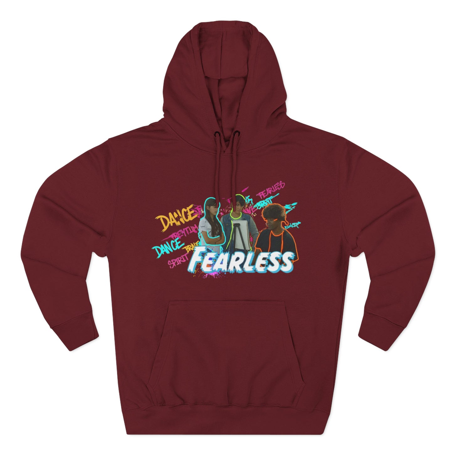 Fearless Three-Panel Fleece Hoodie, Dance Apparel, Motivational Gift, Streetwear, Comfort Wear, Unisex Fashion
