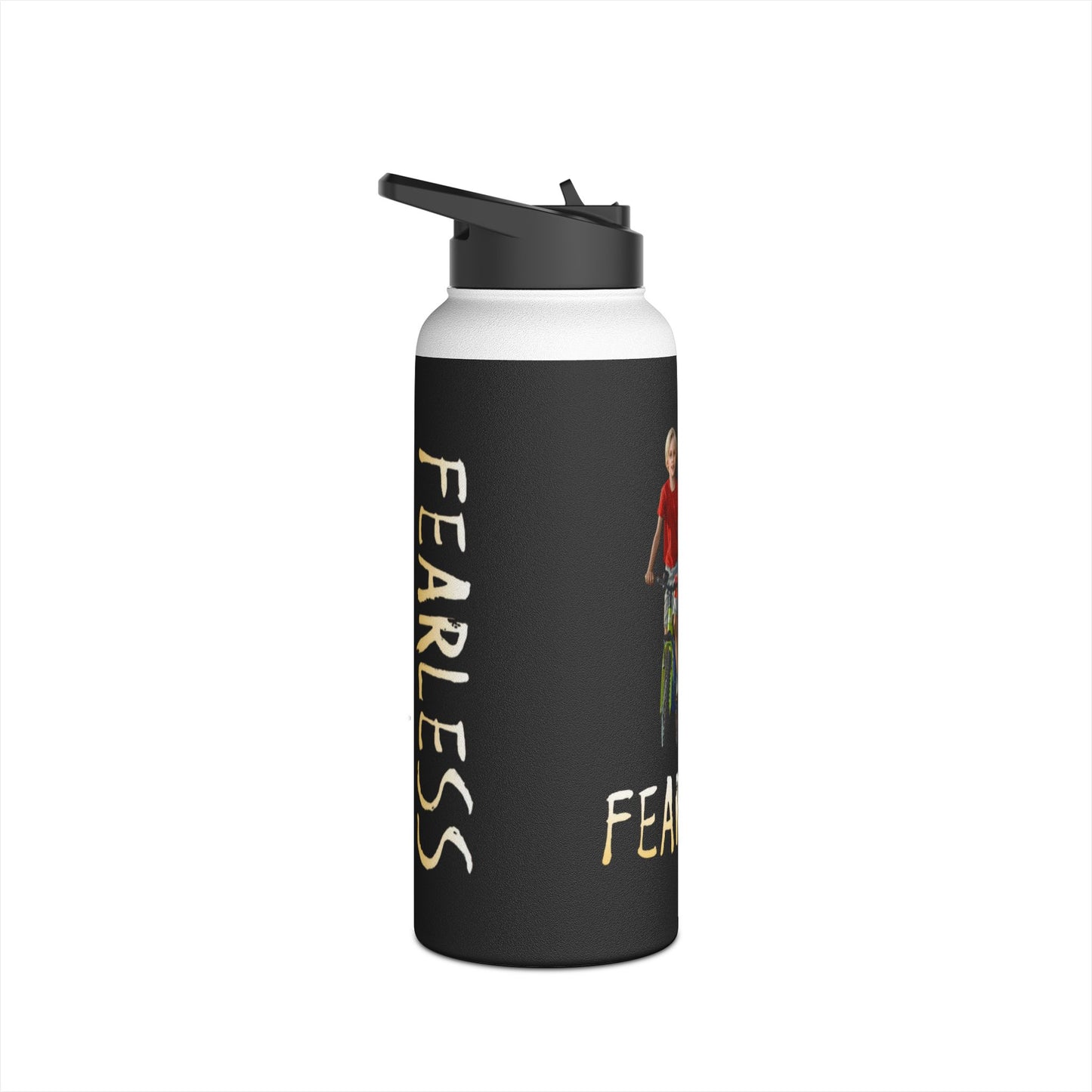 Fearless Stainless Steel Water Bottle, Featuring Mike and Alex