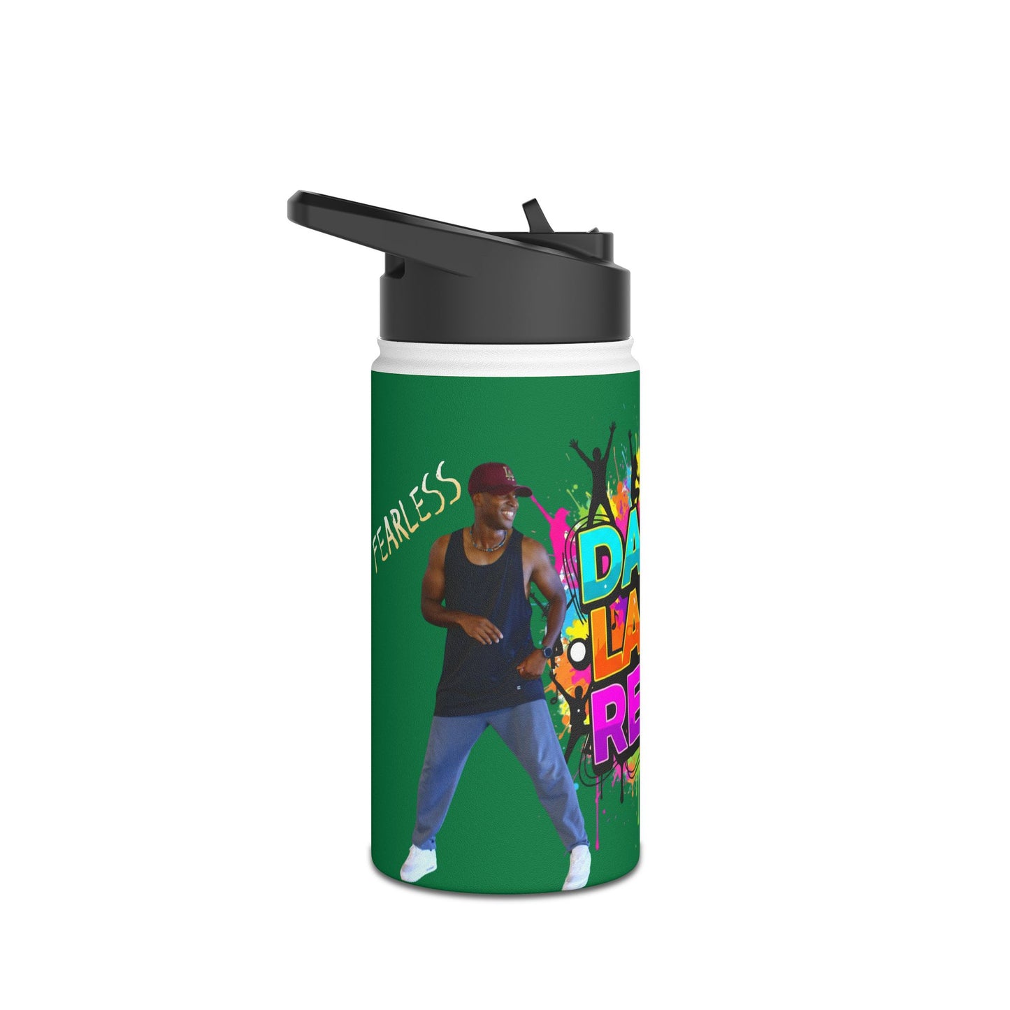 Colorful Motivational Stainless Steel Water Bottle - Dance, Laugh, Repeat, Fearless, Eco-Friendly, Fitness, Gym, Unique Gift Featuring Ekandem
