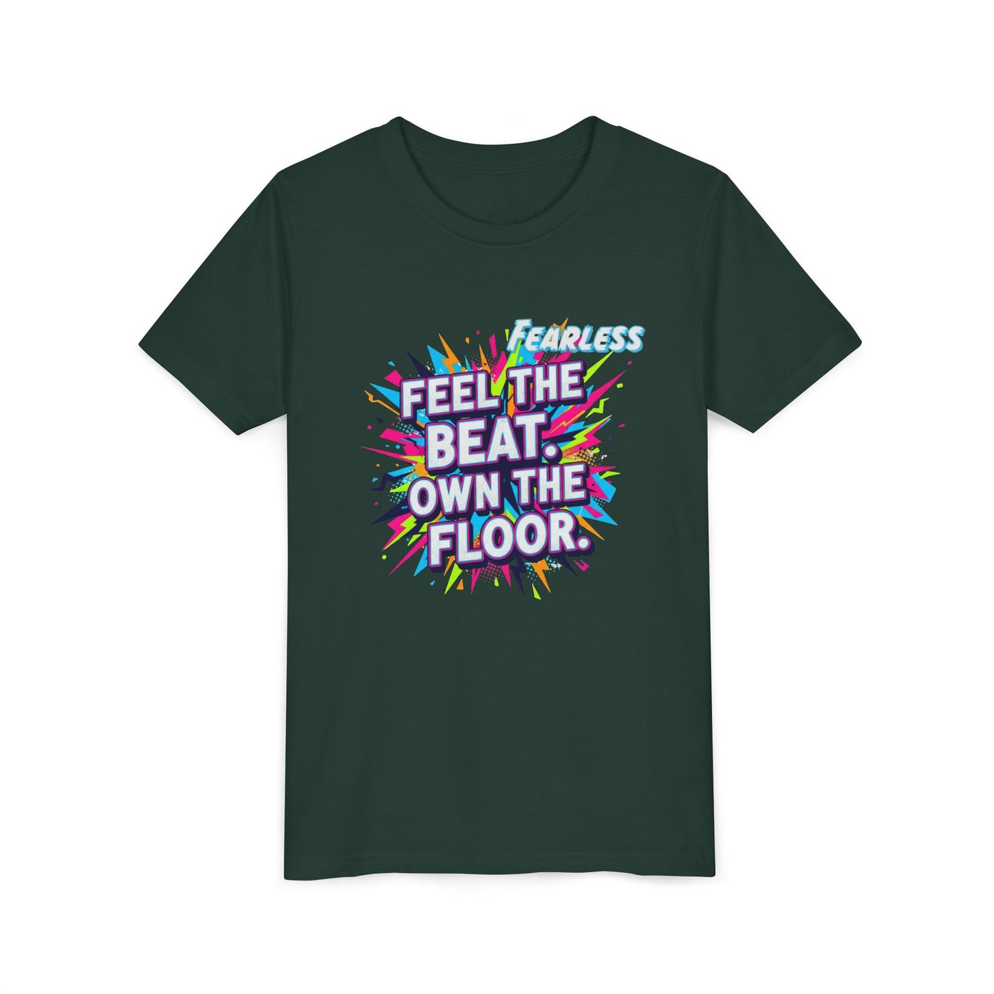 Youth Fitness Tee: Feel the Beat, Own the Floor, Dance Shirt, Activewear, Workout Shirt, Gift for Dancers, Inspiring Apparel
