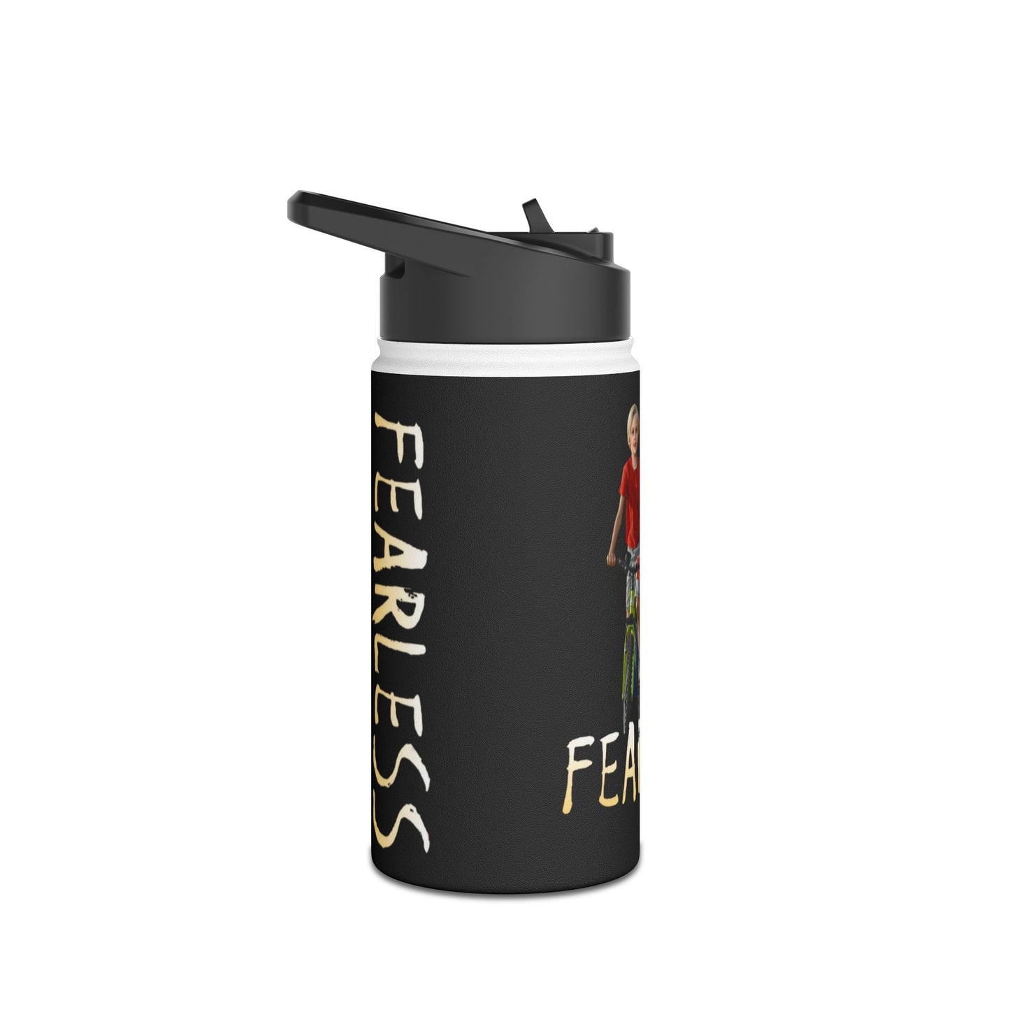 Fearless Stainless Steel Water Bottle, Featuring Mike and Alex
