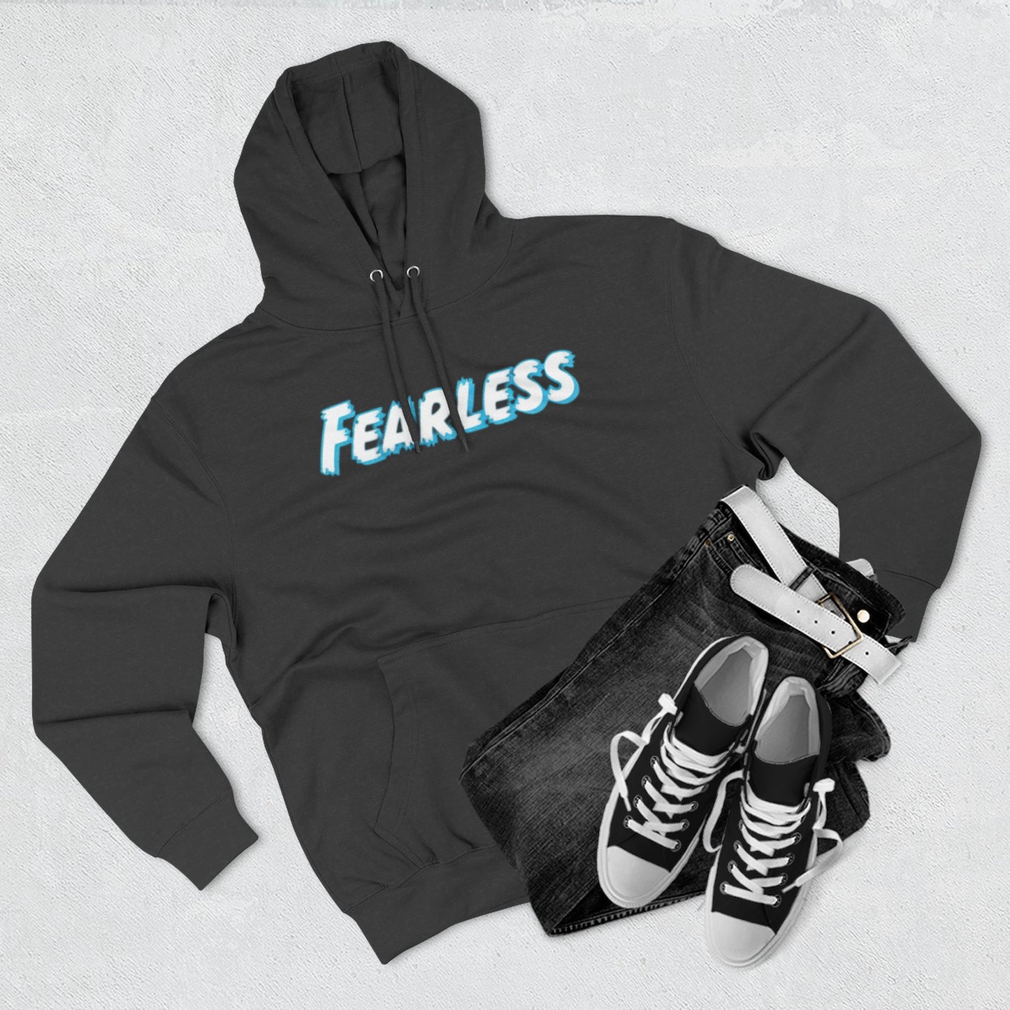 Fearless Three-Panel Fleece Hoodie, Cozy Sweatshirt, Stylish Pullover, Unisex Outerwear, Perfect Gift for Teens, Casual Fashion