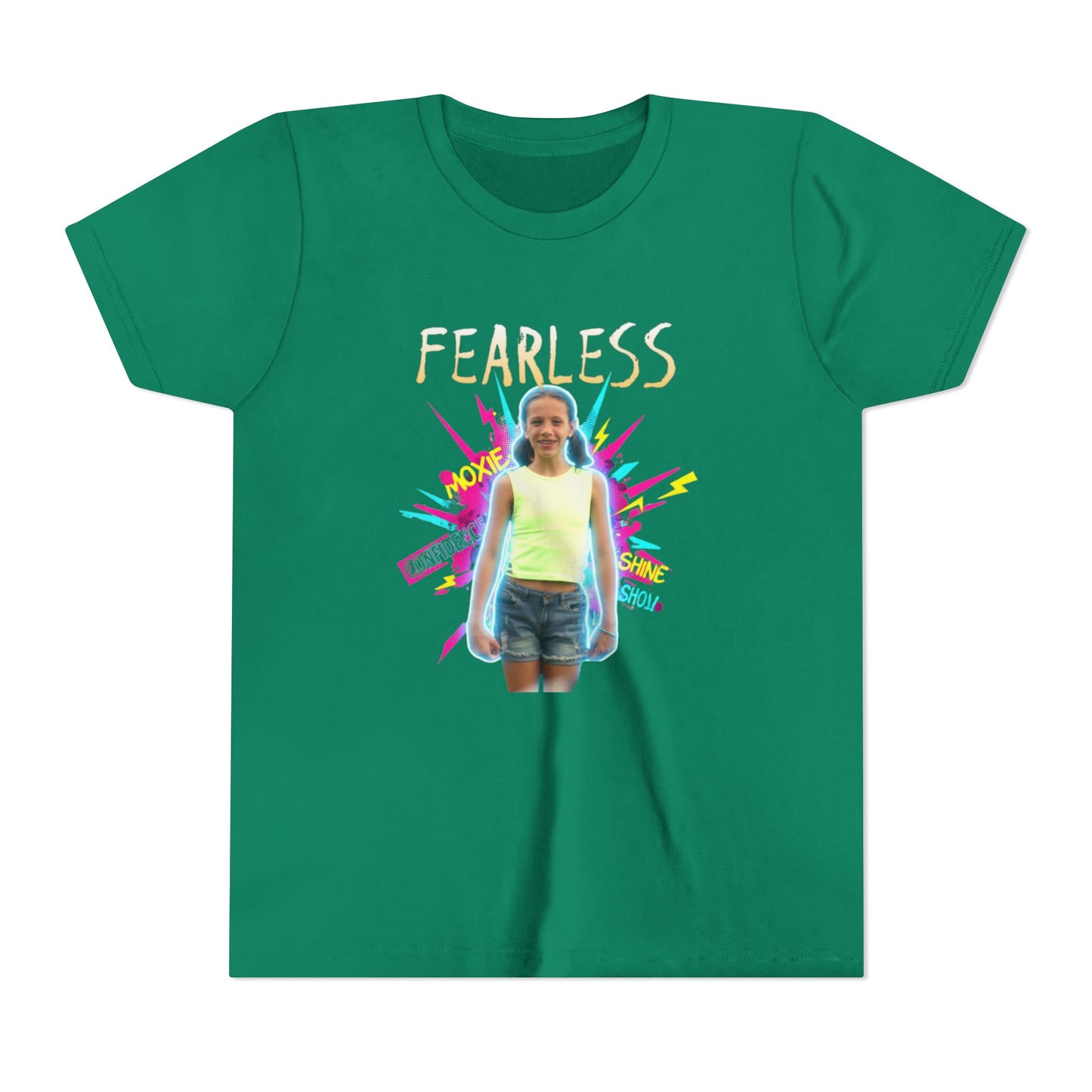 Fearless Youth Short Sleeve Tee, Kids Confidence Shirt, Empowerment Tee, Colorful Graphic T-Shirt, Inspirational Gift for Girls