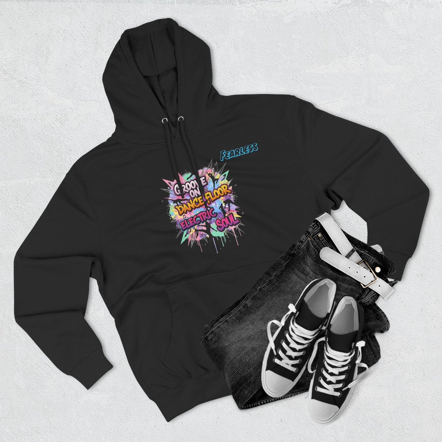 Groovy Dance Floor Fleece Hoodie, Unisex Casual Hoodie, Comfort Wear, Party Apparel, Gift for Dancers, Chill Nights Outfit