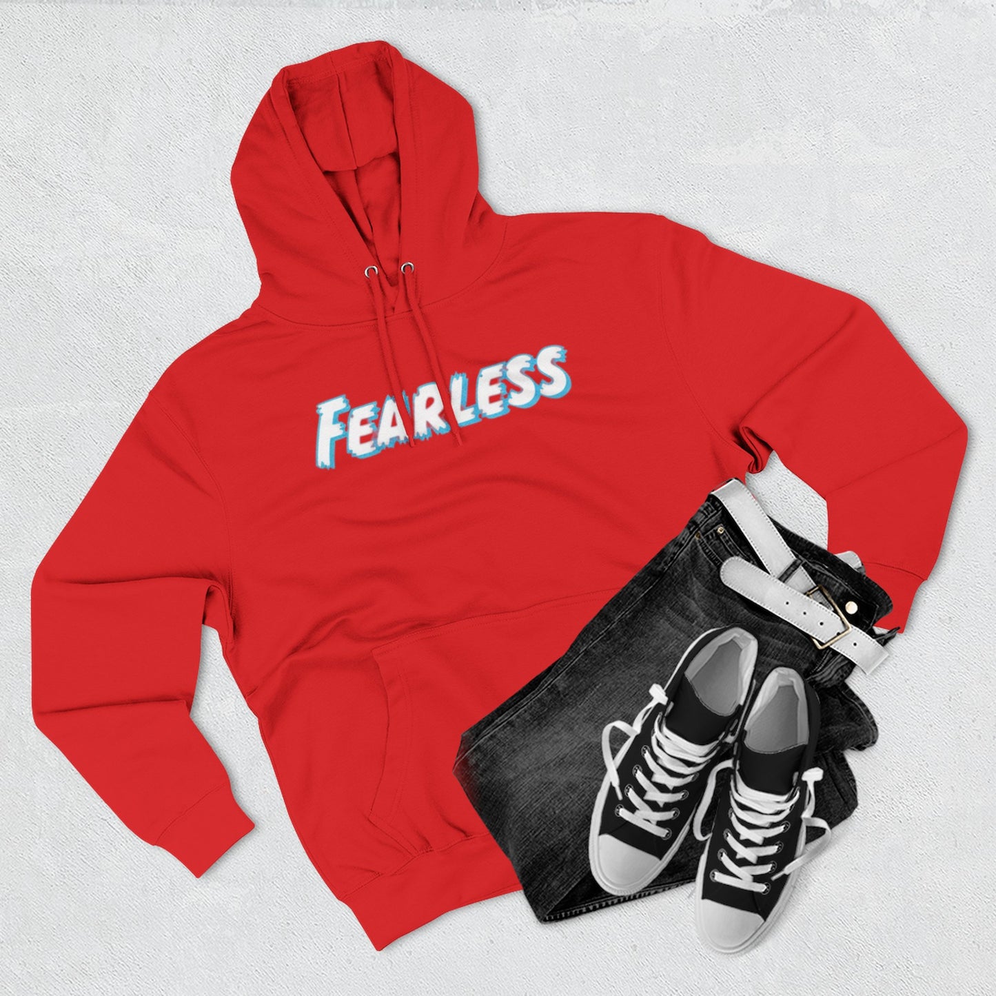 Fearless Three-Panel Fleece Hoodie, Cozy Sweatshirt, Stylish Pullover, Unisex Outerwear, Perfect Gift for Teens, Casual Fashion