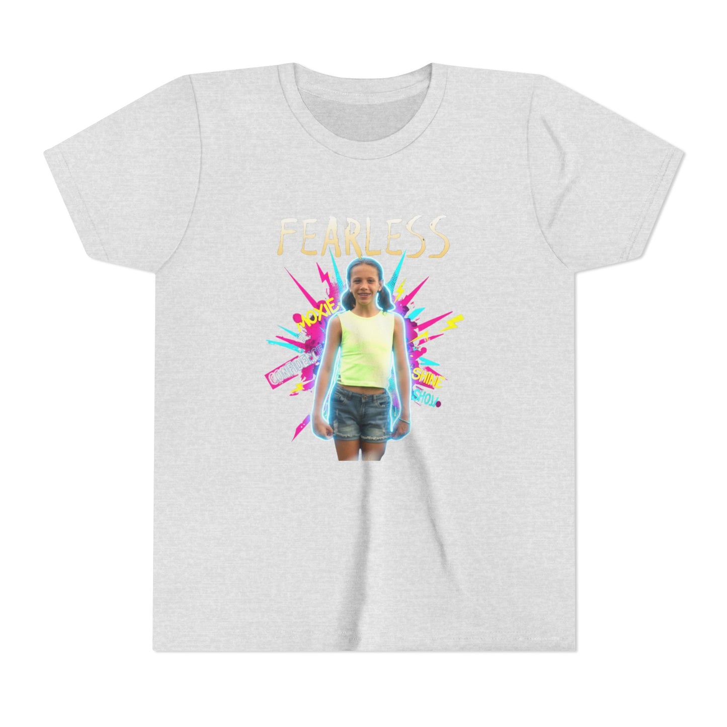Fearless Youth Short Sleeve Tee, Kids Confidence Shirt, Empowerment Tee, Colorful Graphic T-Shirt, Inspirational Gift for Girls
