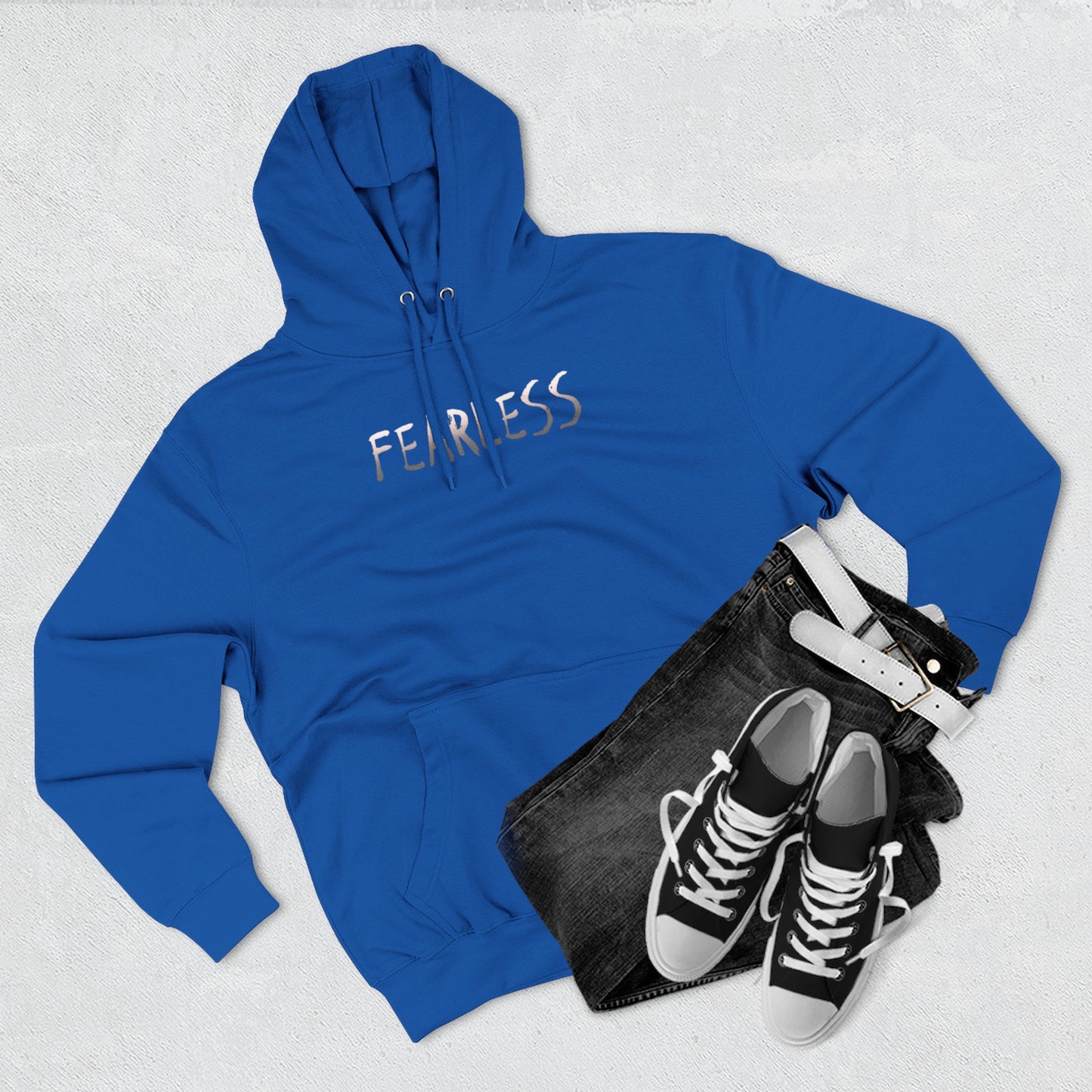 Fearless Three-Panel Fleece Hoodie, Cozy Sweatshirt, Outdoor Hoodie, Unique Gift for Kids, Perfect for Autumn, Inspirational Wear