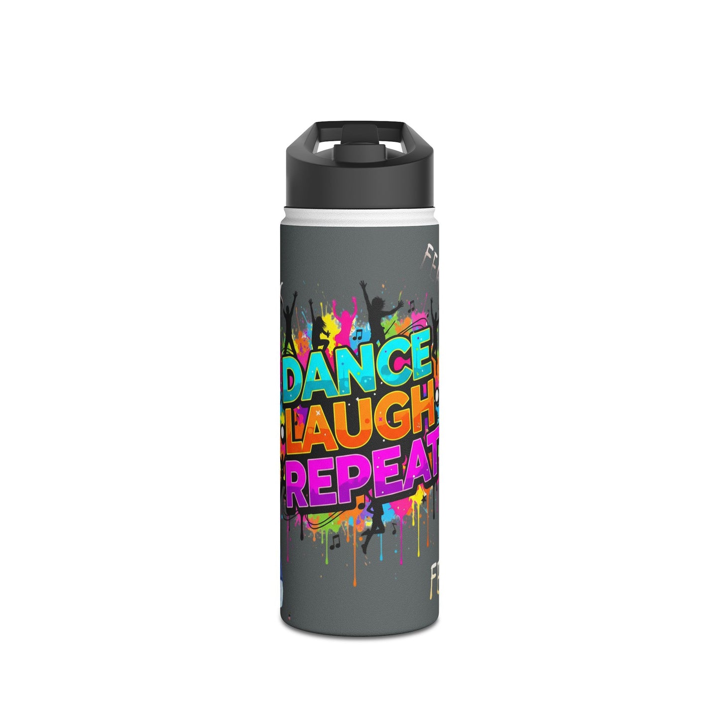 Colorful Dance Themed Stainless Steel Water Bottle, Hydration Gear,-Featuring Ekandem