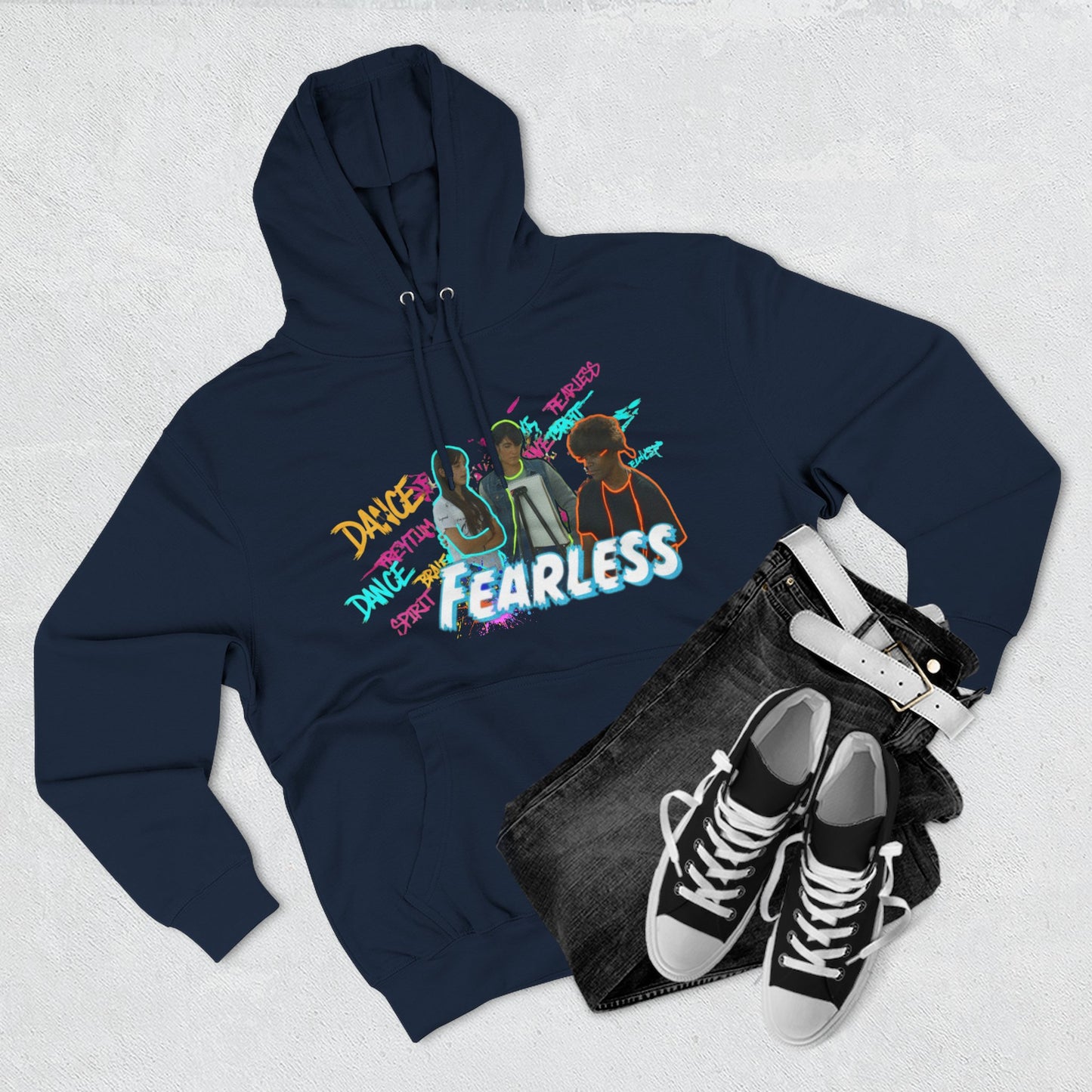 Fearless Three-Panel Fleece Hoodie, Dance Apparel, Motivational Gift, Streetwear, Comfort Wear, Unisex Fashion