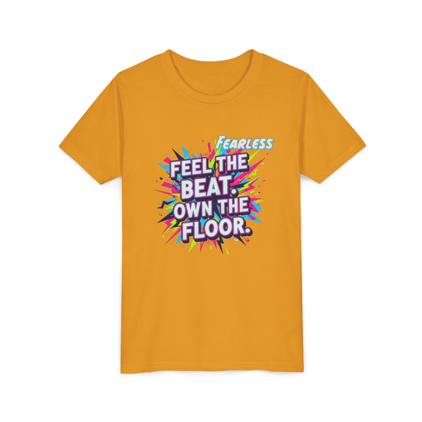 Youth Fitness Tee: Feel the Beat, Own the Floor, Dance Shirt, Activewear, Workout Shirt, Gift for Dancers, Inspiring Apparel