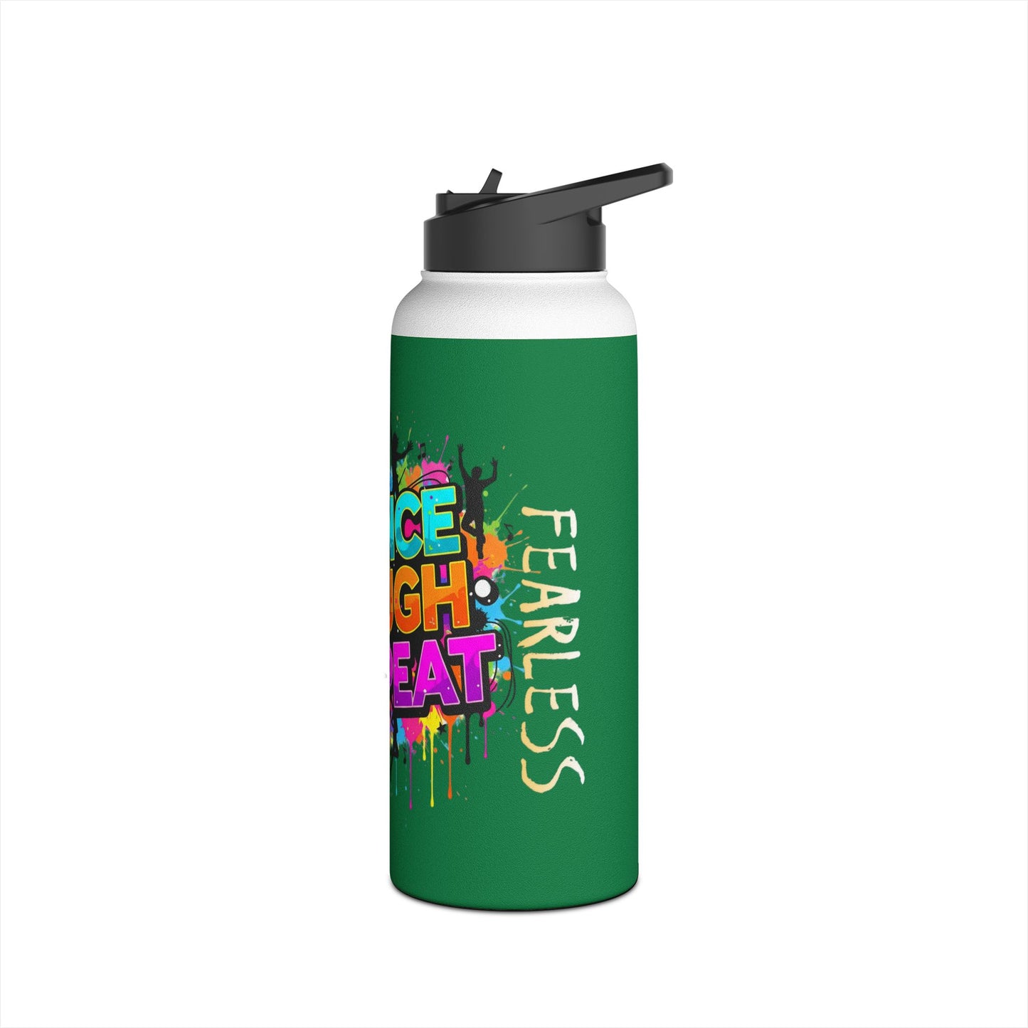 Colorful Motivational Stainless Steel Water Bottle - Dance, Laugh, Repeat, Fearless, Eco-Friendly, Fitness, Gym, Unique Gift Featuring Ekandem
