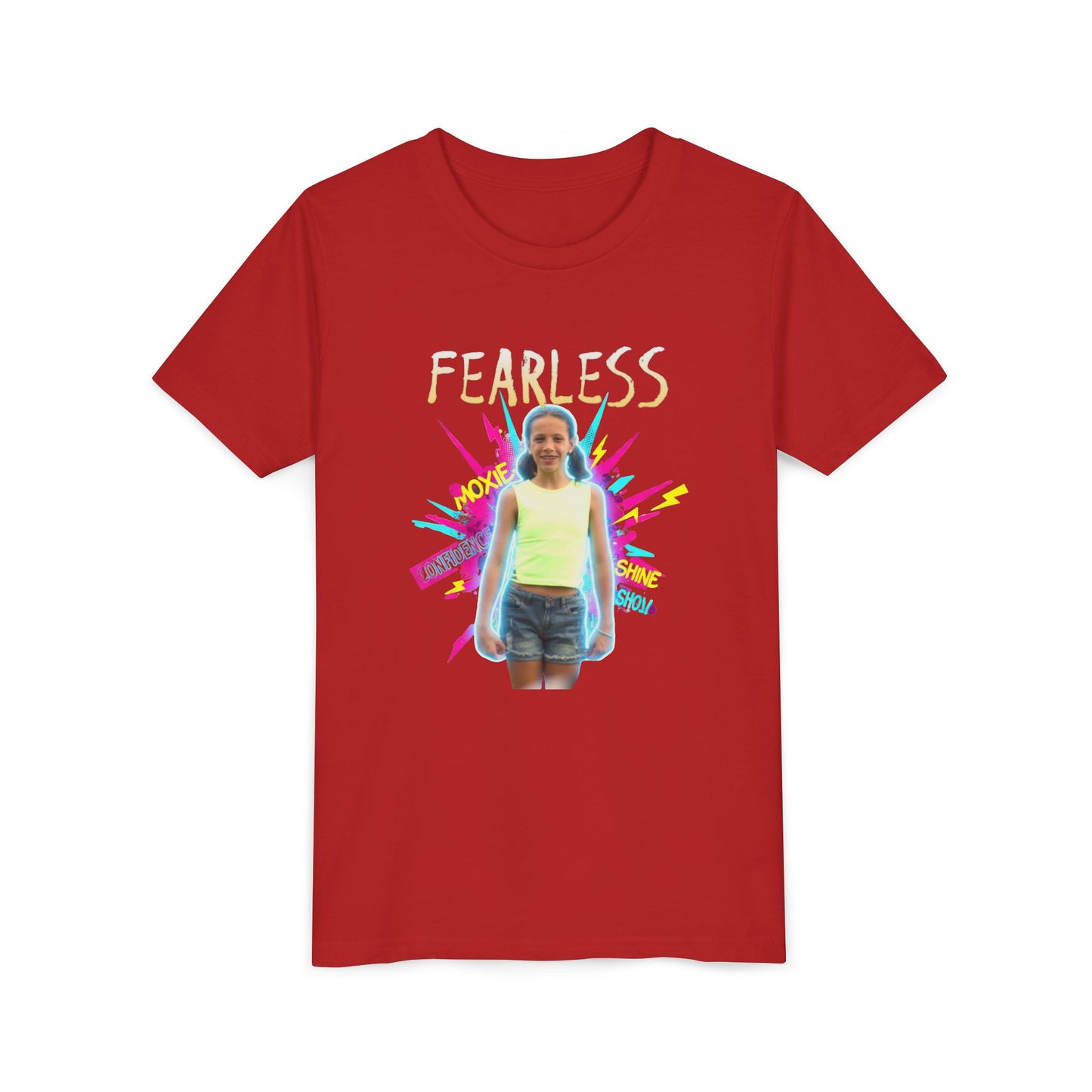 Fearless Youth Short Sleeve Tee, Kids Confidence Shirt, Empowerment Tee, Colorful Graphic T-Shirt, Inspirational Gift for Girls