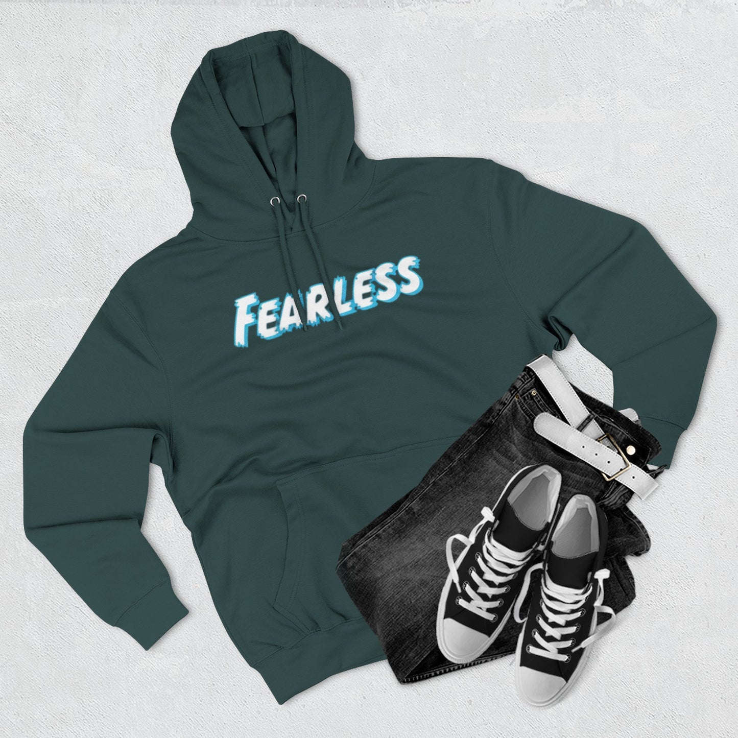 Fearless Three-Panel Fleece Hoodie, Cozy Sweatshirt, Stylish Pullover, Unisex Outerwear, Perfect Gift for Teens, Casual Fashion