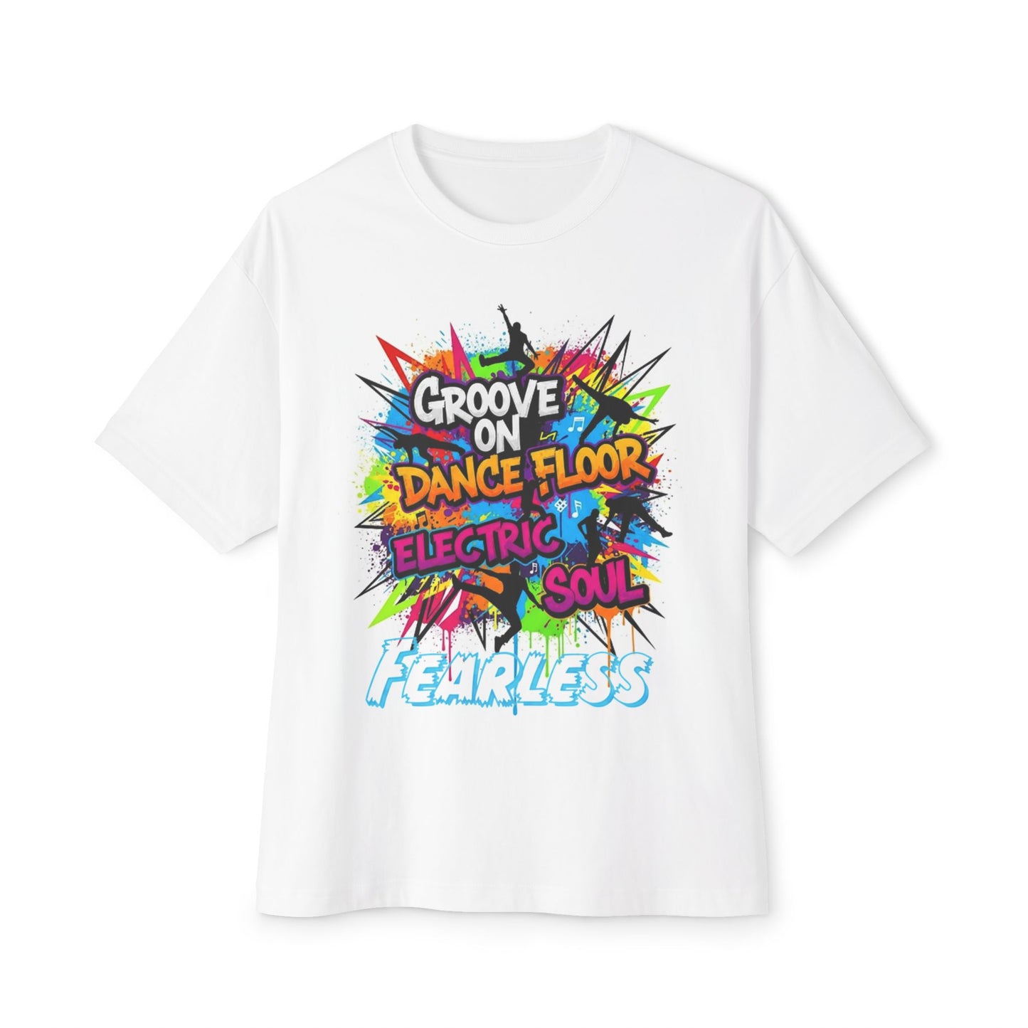 Electric Soul Groove Boxy Tee, Unisex Oversized Tee for Dance Lovers, Fearless Graphic Shirt, Party Outfit, Gift for Friends, Festival Wear